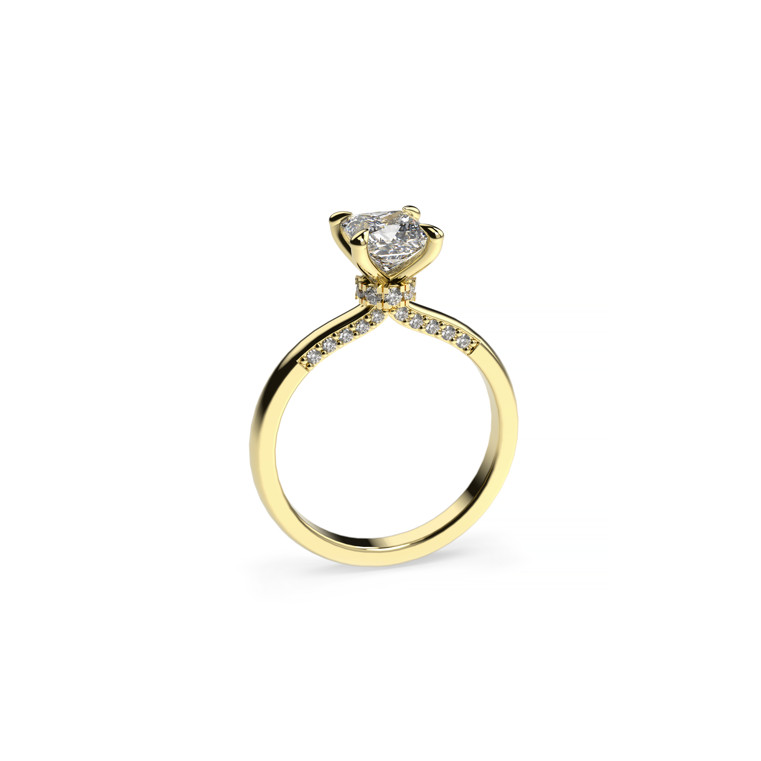 Princess Diamond Engagement Ring with Hidden Diamond Halo