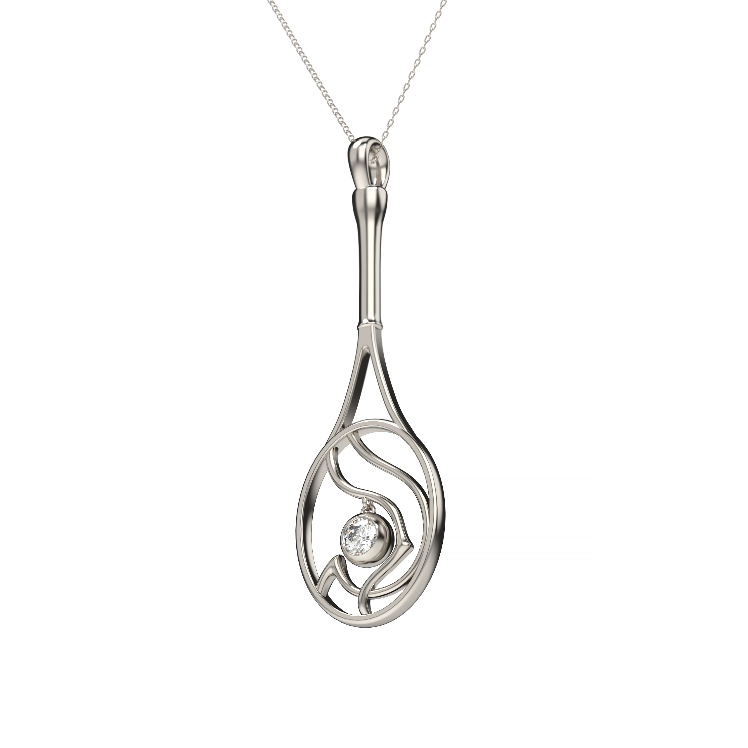 Tennis Racket Diamond Pendant