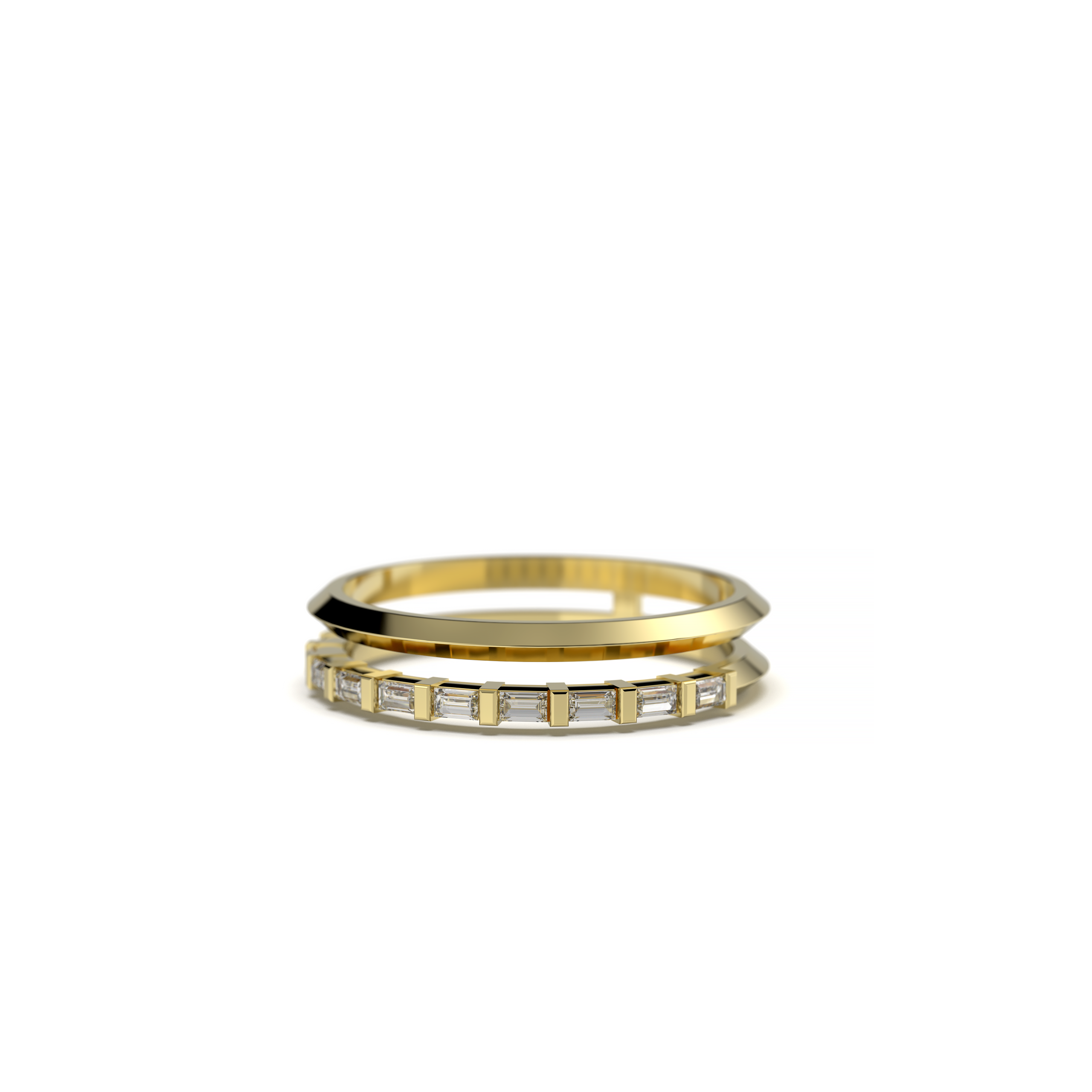 Double Band Baguette Diamond Ring