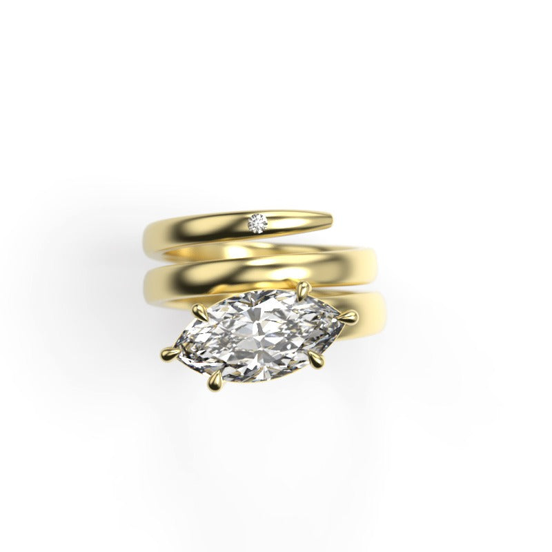 Marquise-Cut Diamond Spiral Ring
