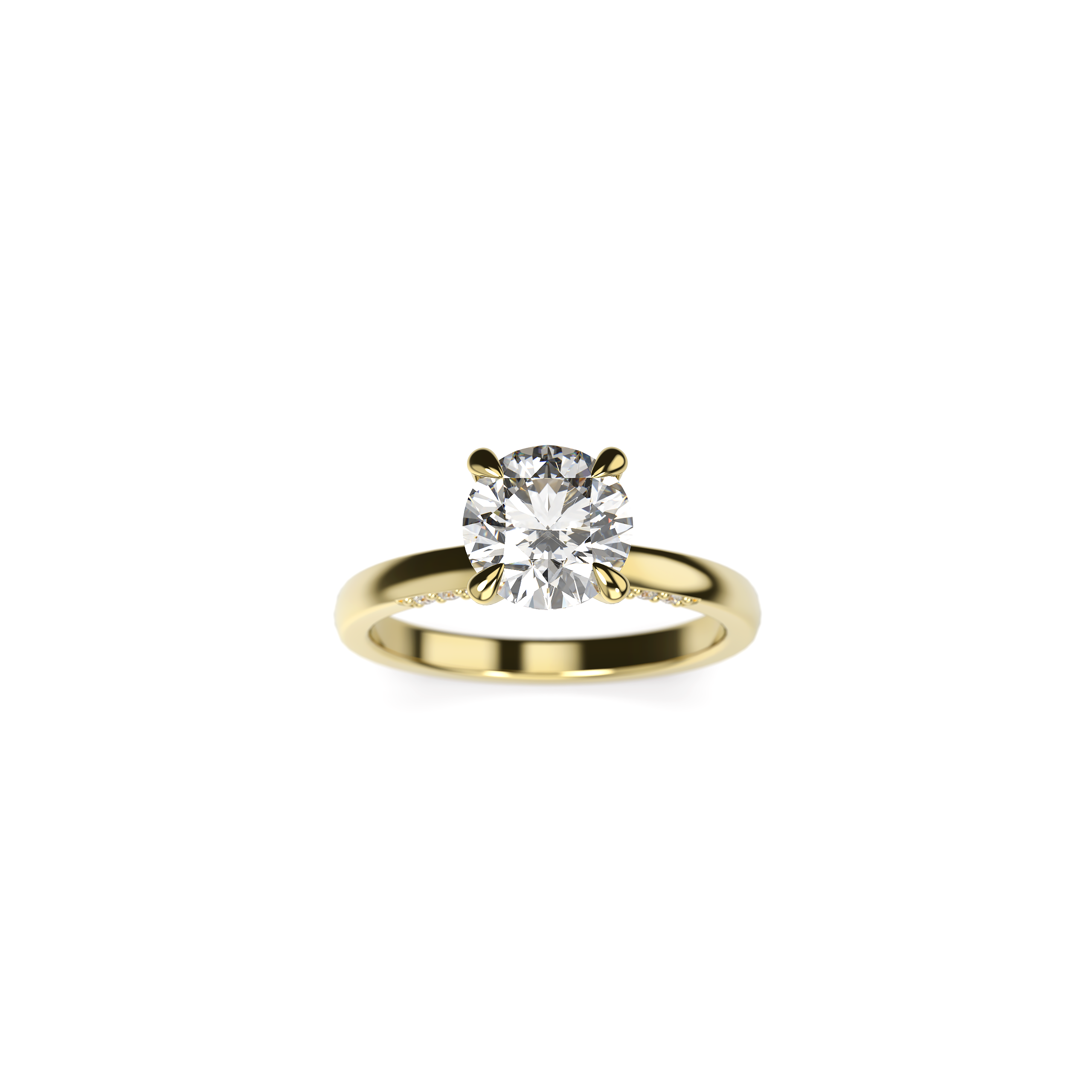 Round Diamond Engagement Ring with Hidden Diamond Halo