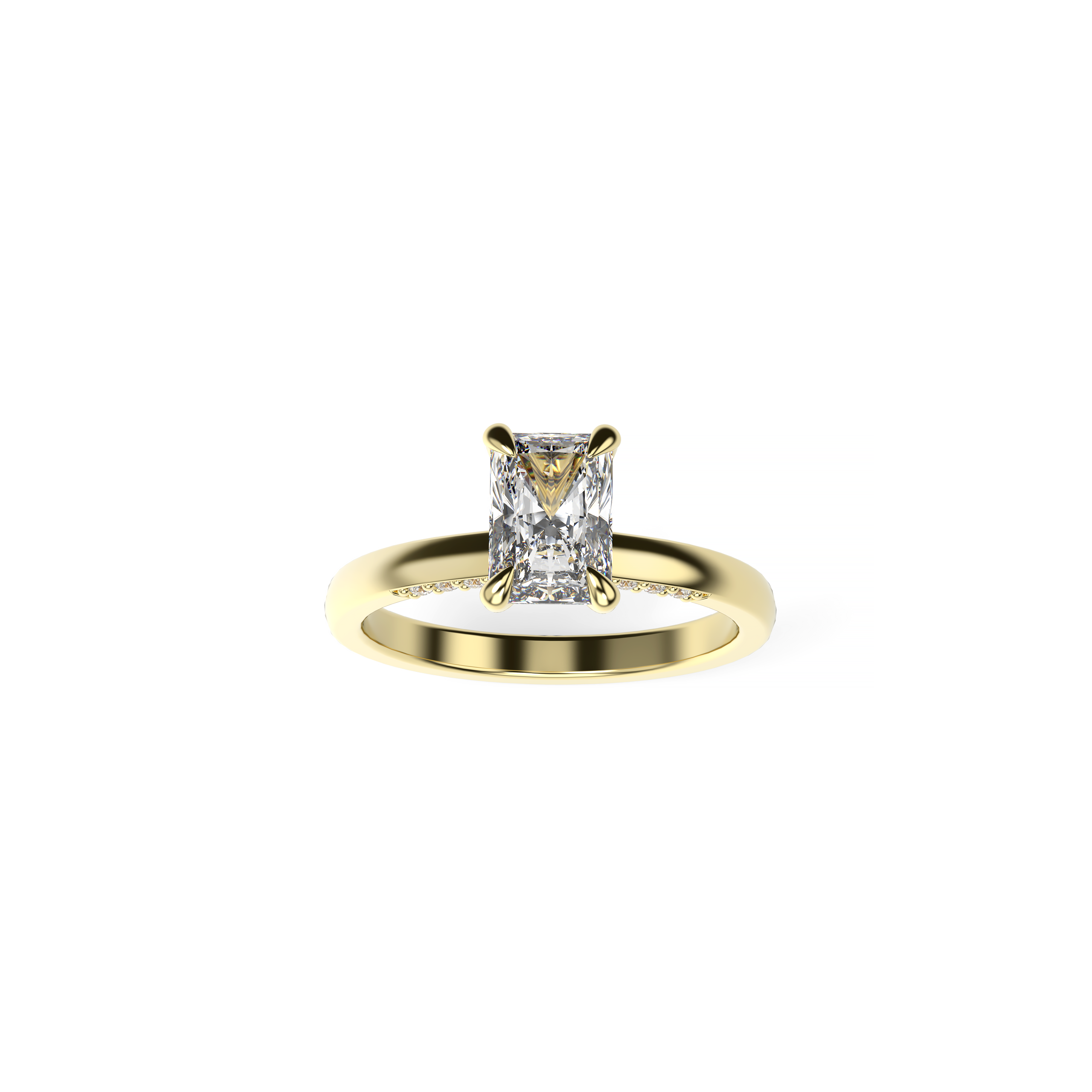 Radiant Diamond Engagement Ring with Hidden Diamond Halo