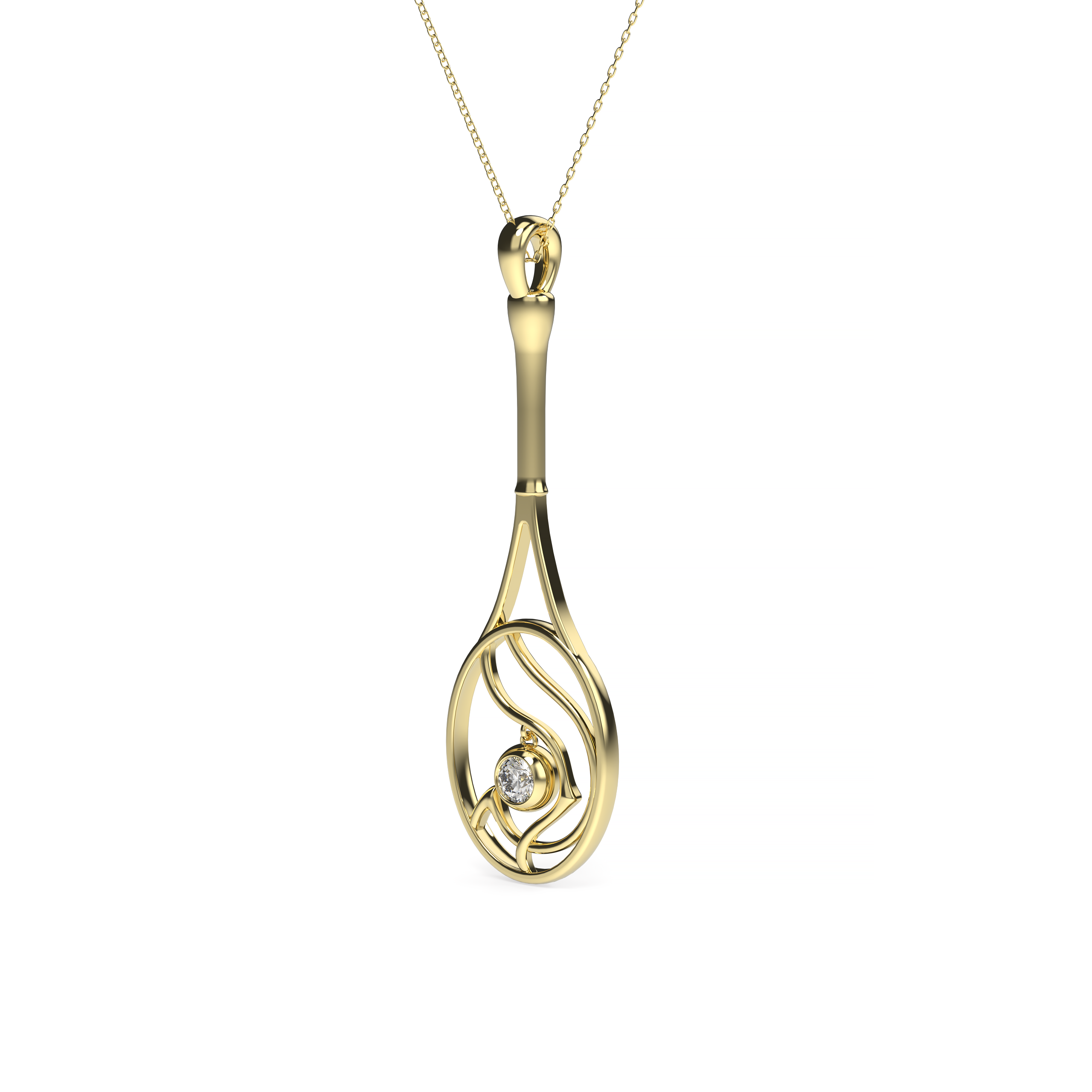 Tennis Racket Diamond Pendant