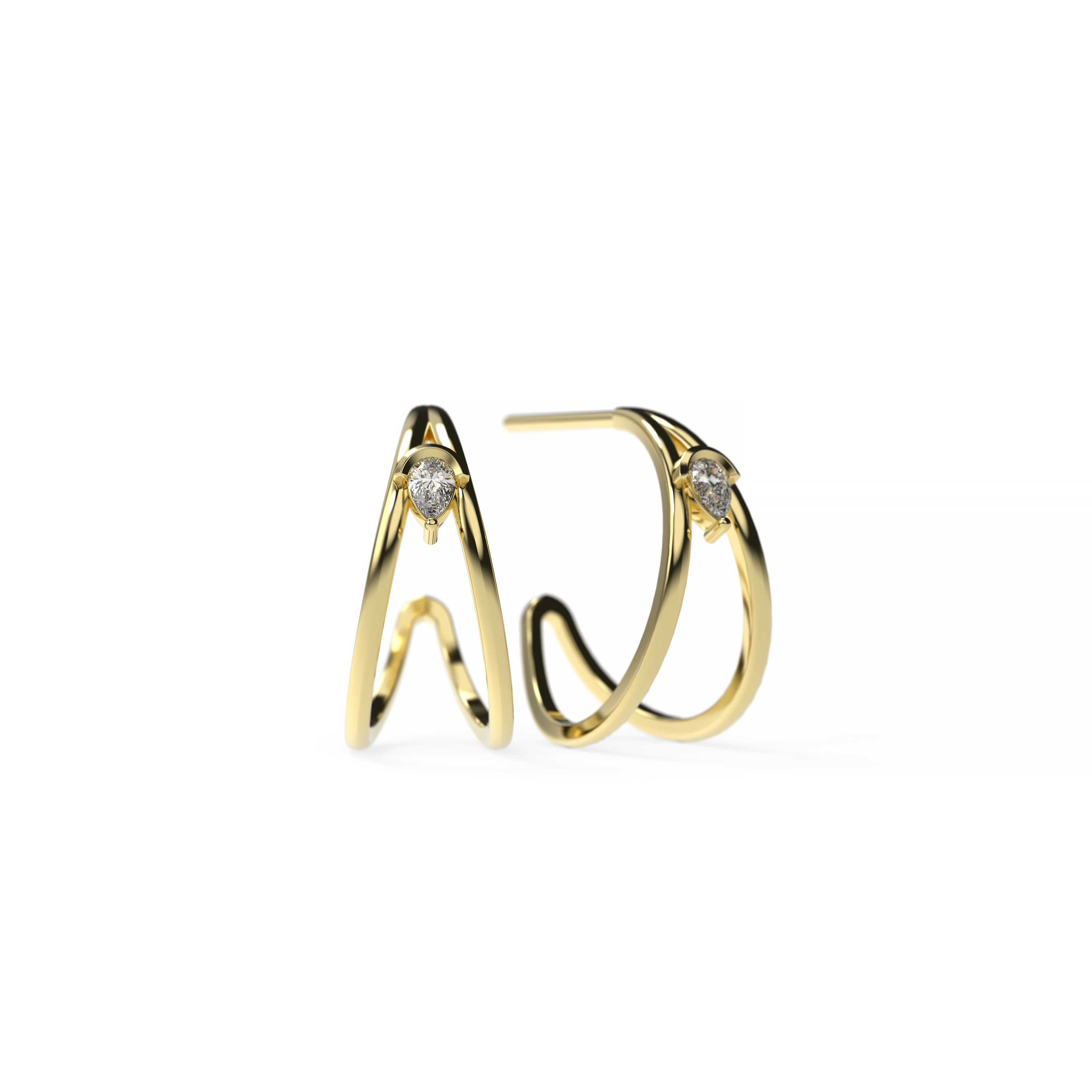 Open Earrings with Twin Pear-Cut Diamonds