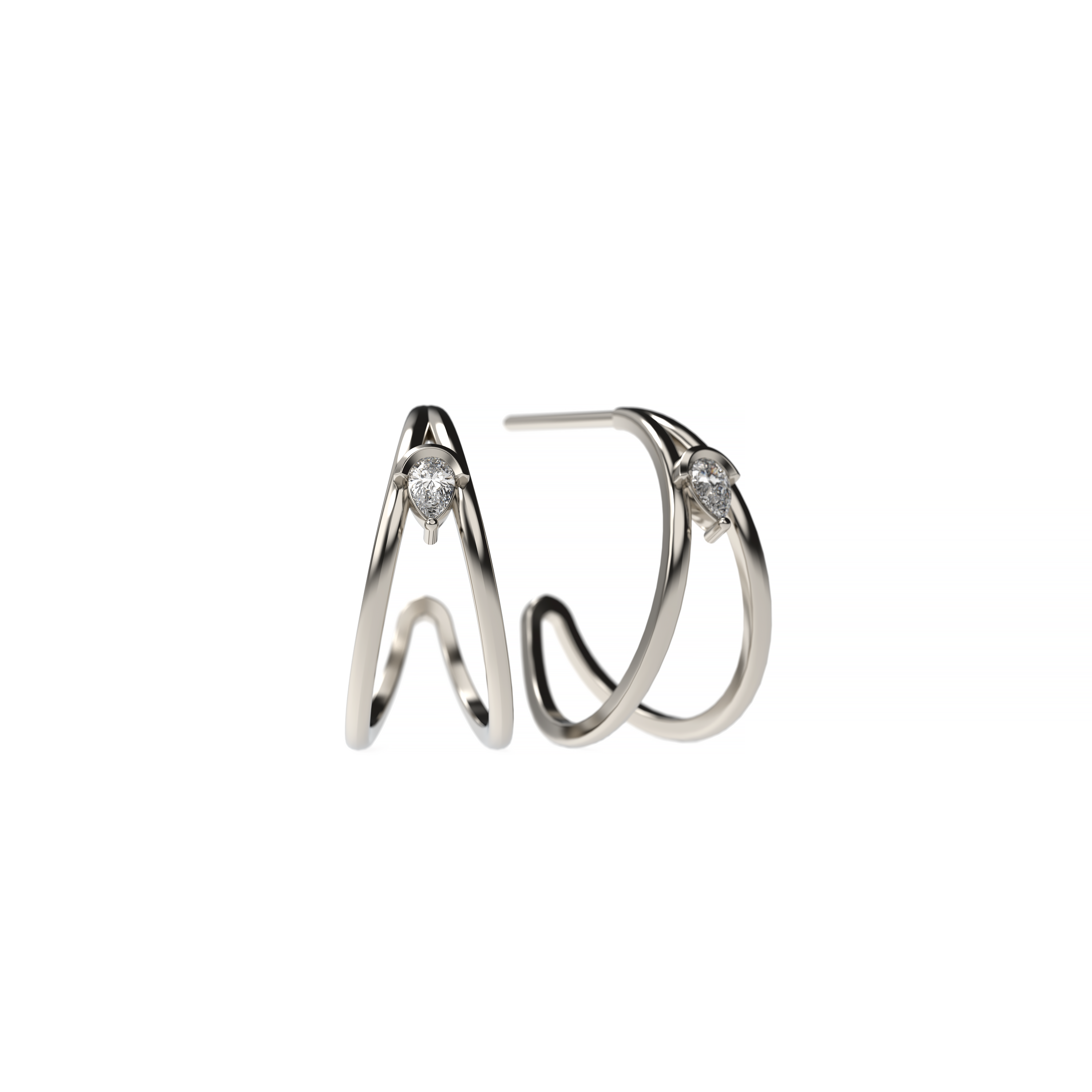 Open Earrings with Twin Pear-Cut Diamonds
