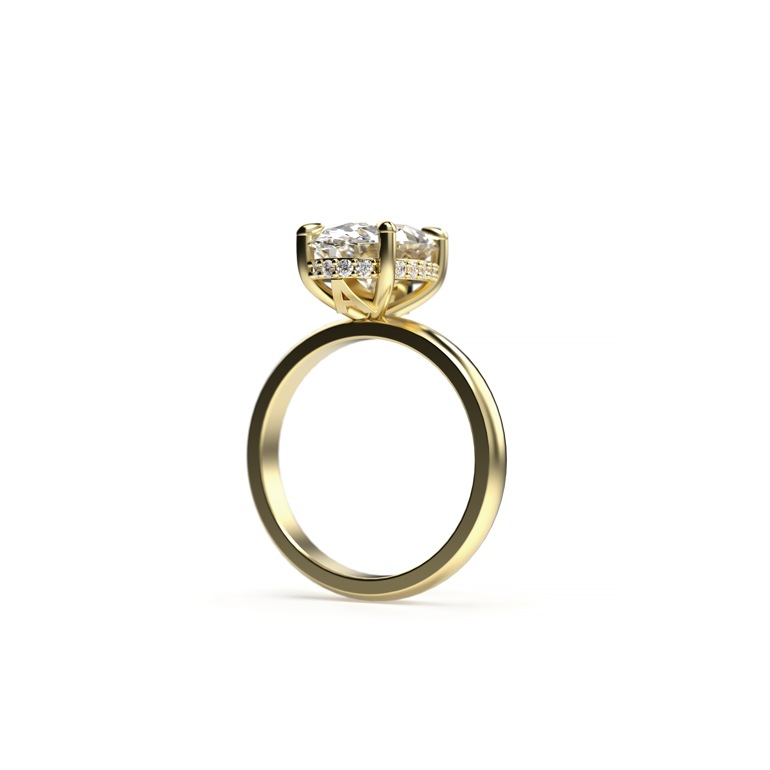 Oval Diamond Initials Engagement Ring