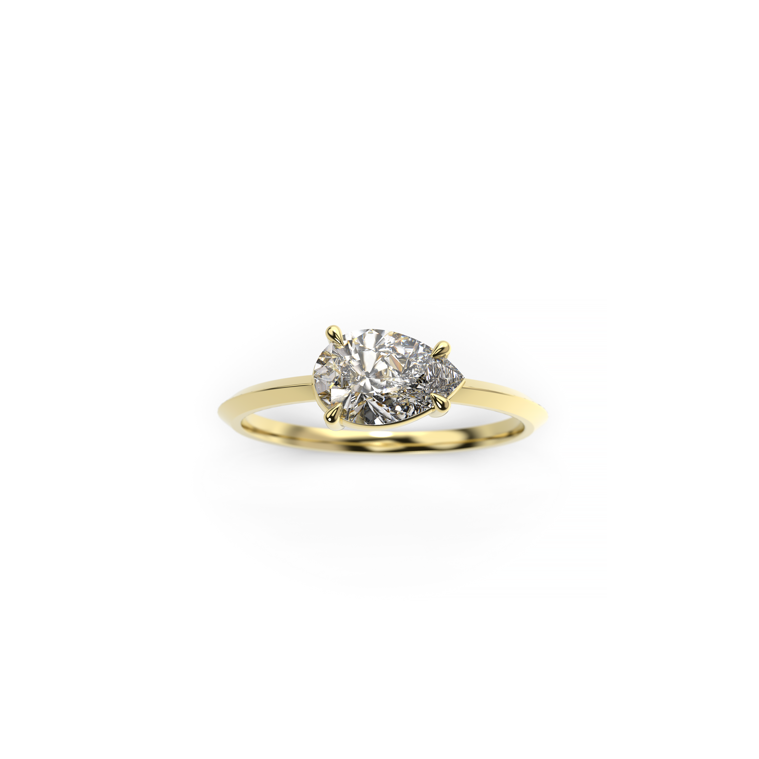 East-West Pear-Shaped Diamond Engagement Ring with Knife-Edge Band