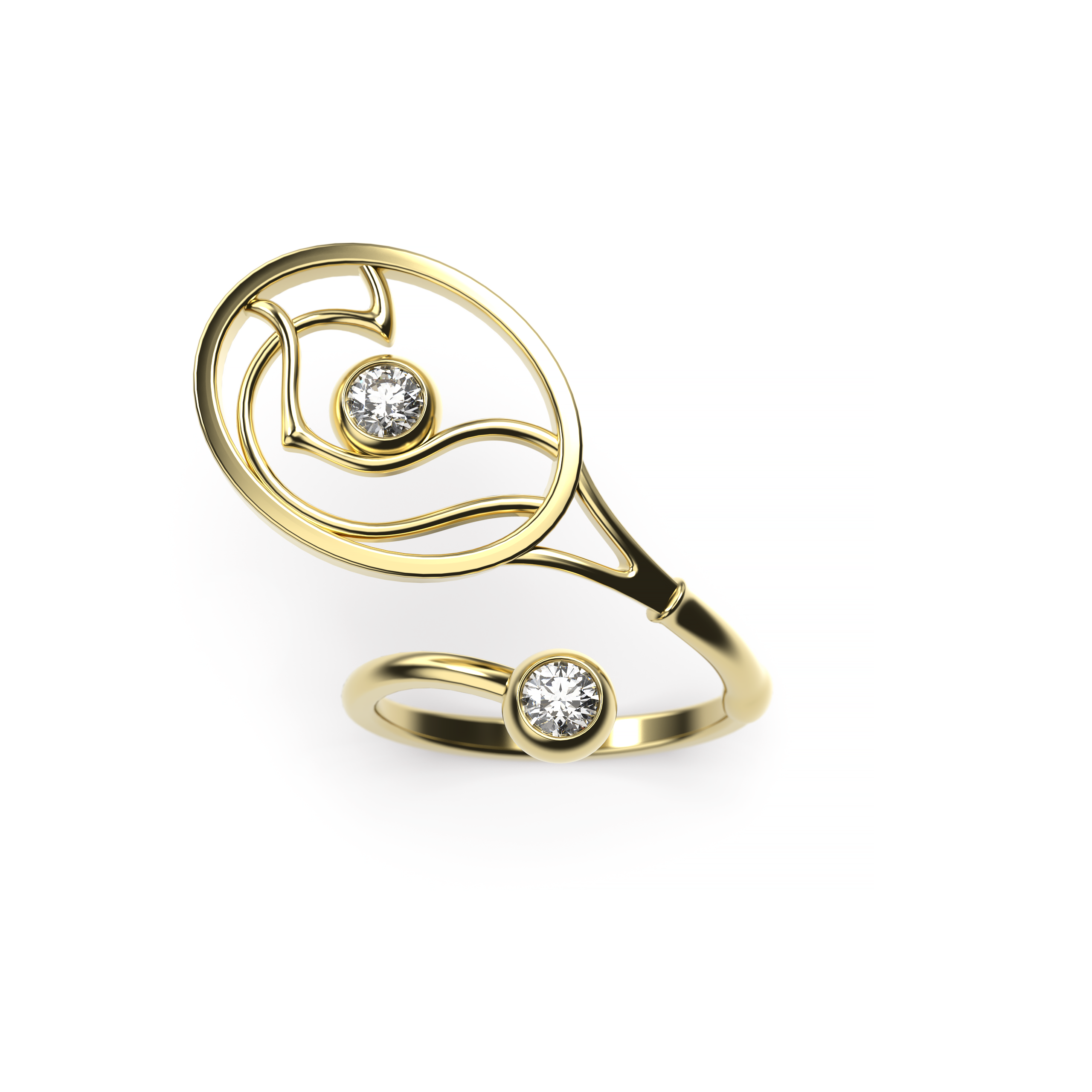 Tennis Racket Diamond Ring