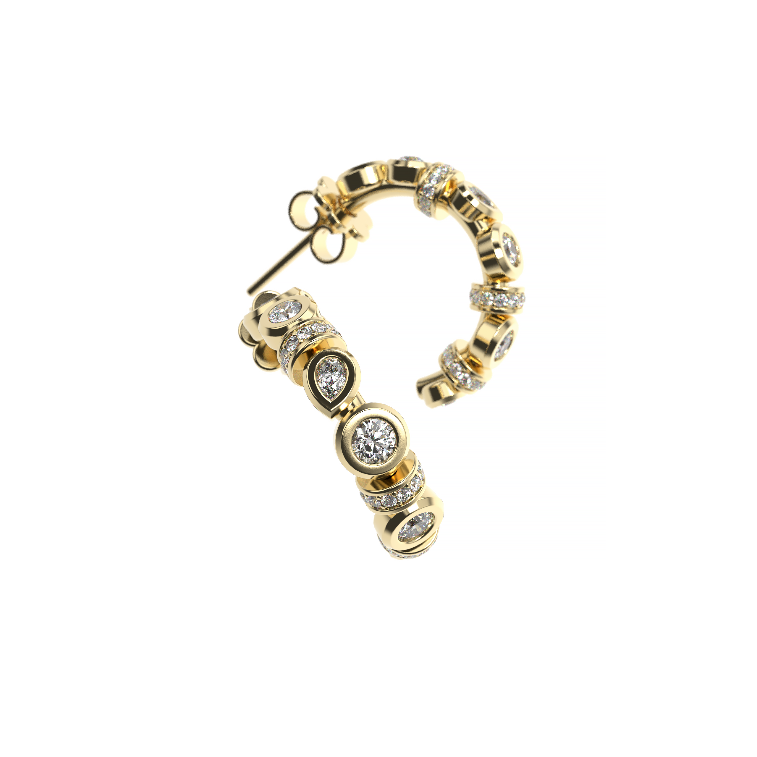 Bezel Set Mixed Cut Diamond Earrings