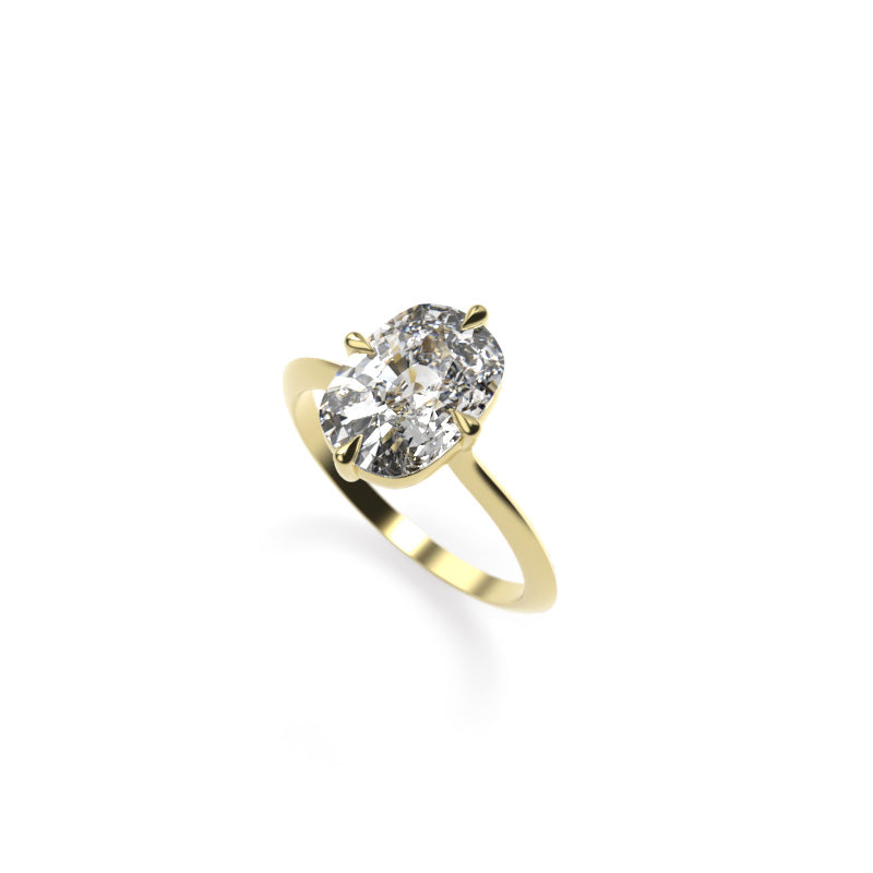 Elongated Cushion Diamond Solitaire Engagement Ring with Compass Prongs and Knife-Edge Band