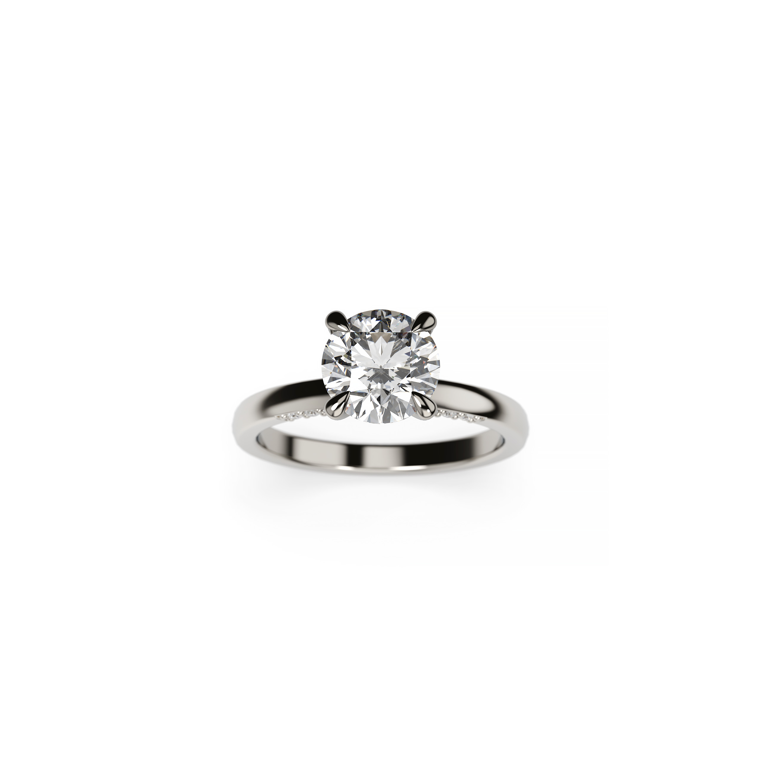 Round Diamond Engagement Ring with Hidden Diamond Halo