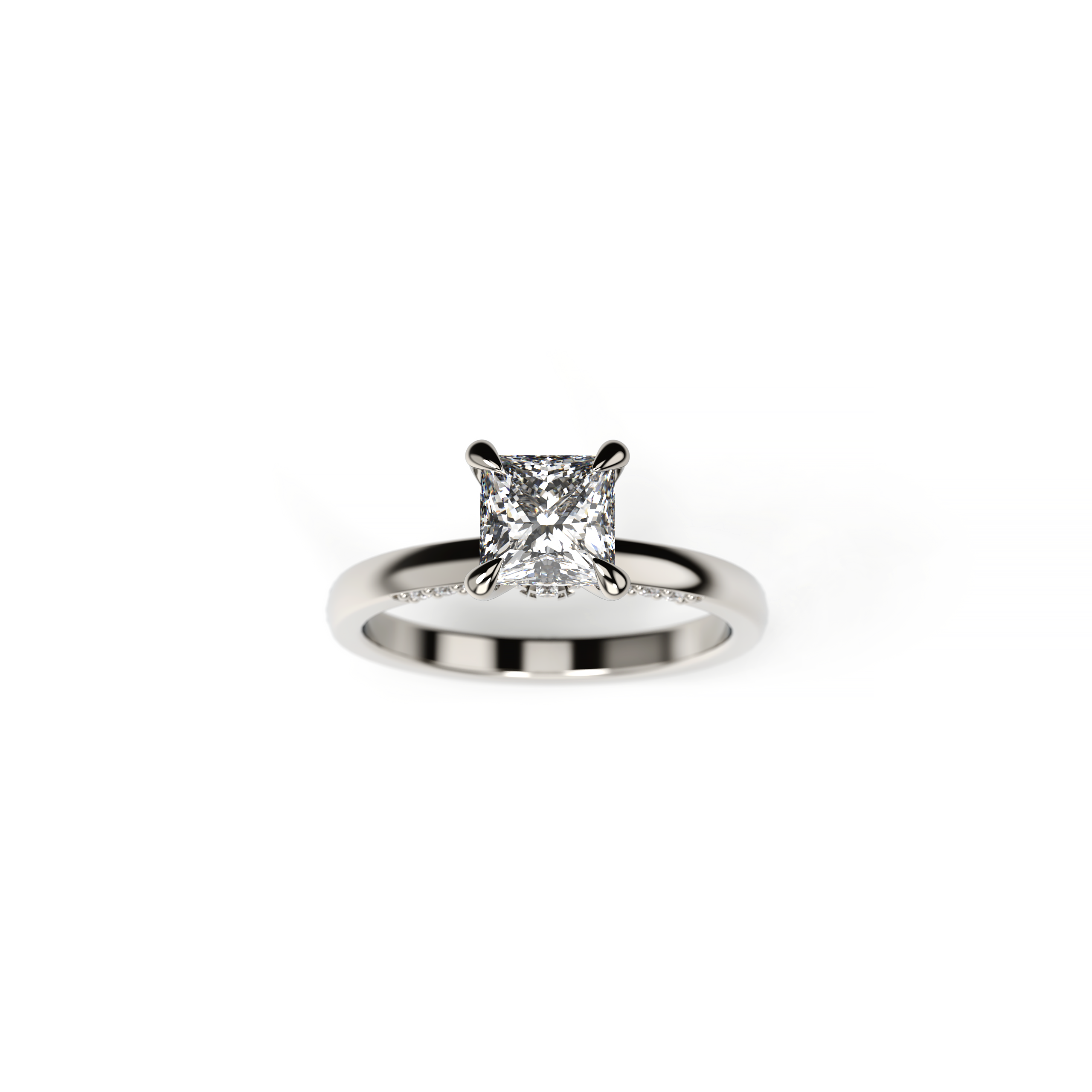 Princess Diamond Engagement Ring with Hidden Diamond Halo