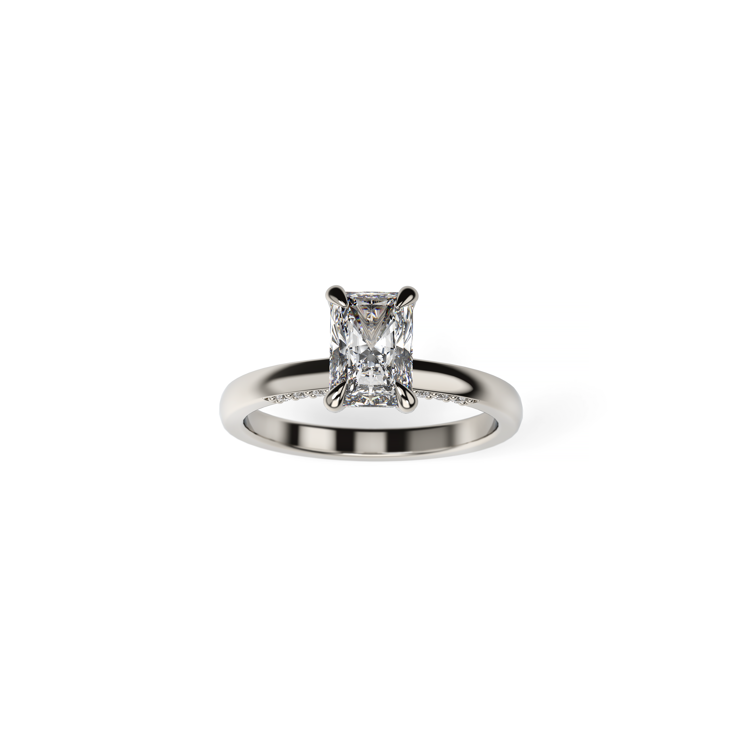 Radiant Diamond Engagement Ring with Hidden Diamond Halo