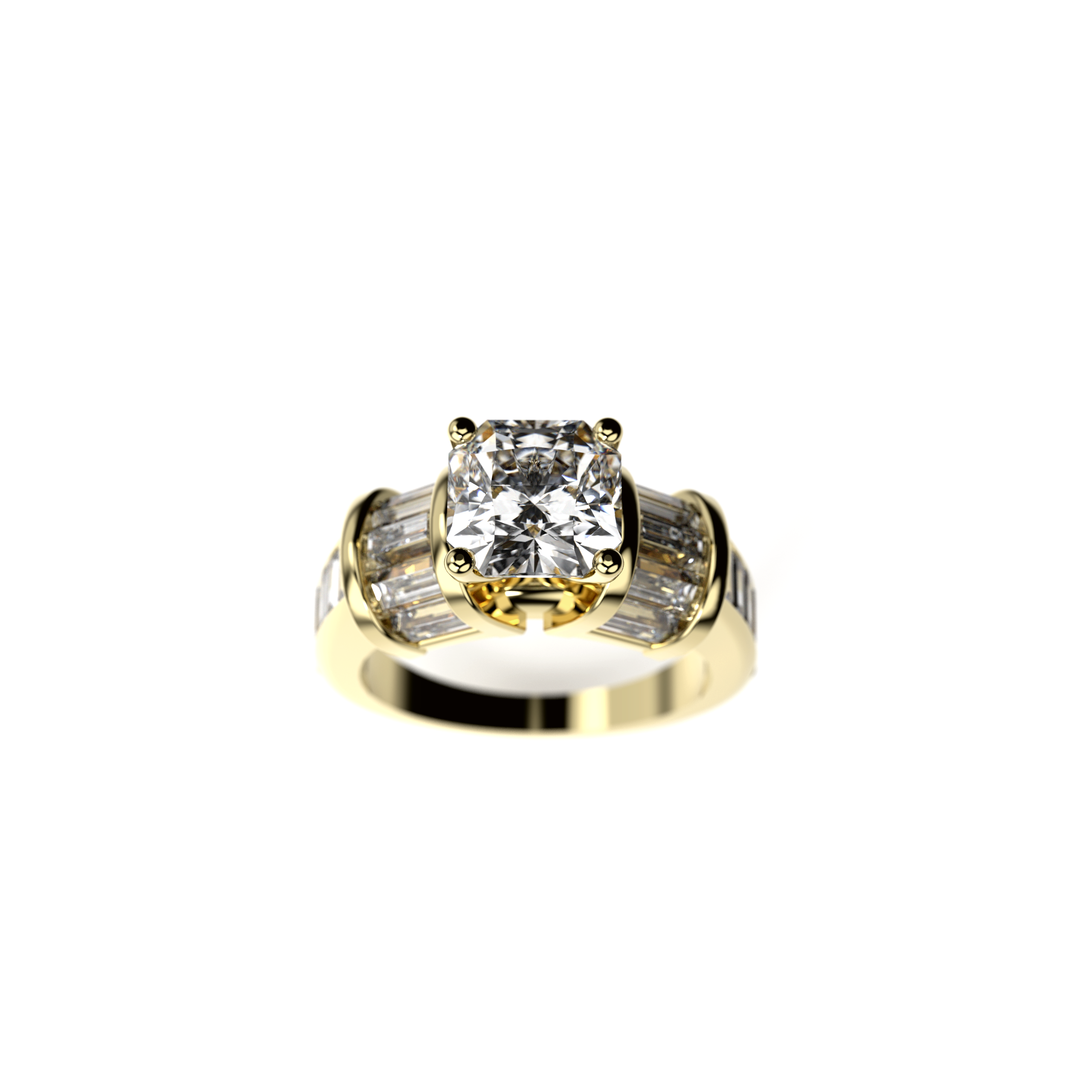 Asscher-Cut Diamond Baguette Engagement Ring