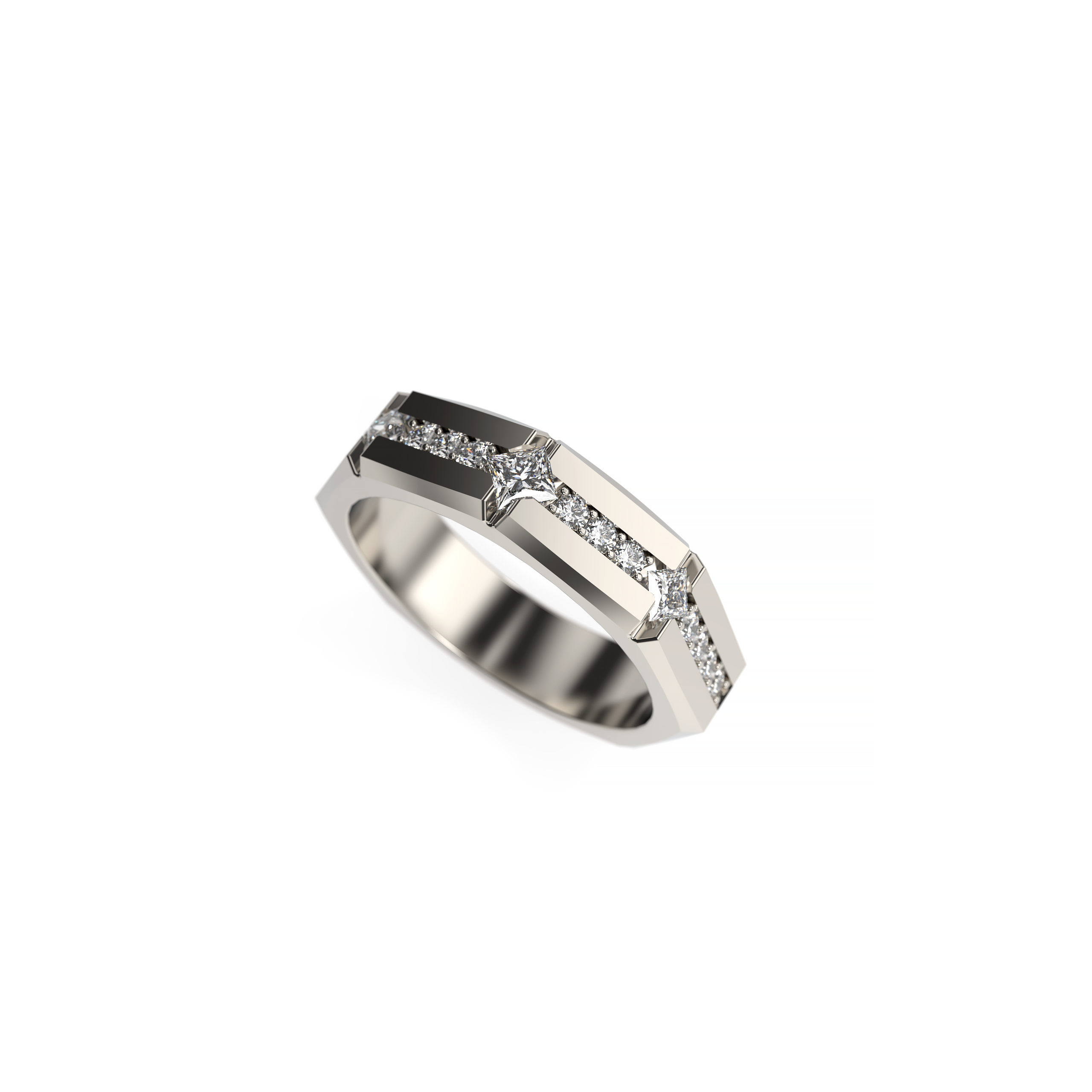 Men’s Princess & Round Diamond Wedding Band