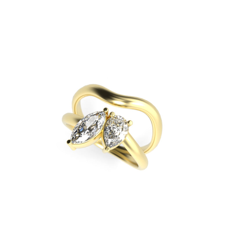 Marquise and Pear Diamond Toi et Moi Engagement Ring