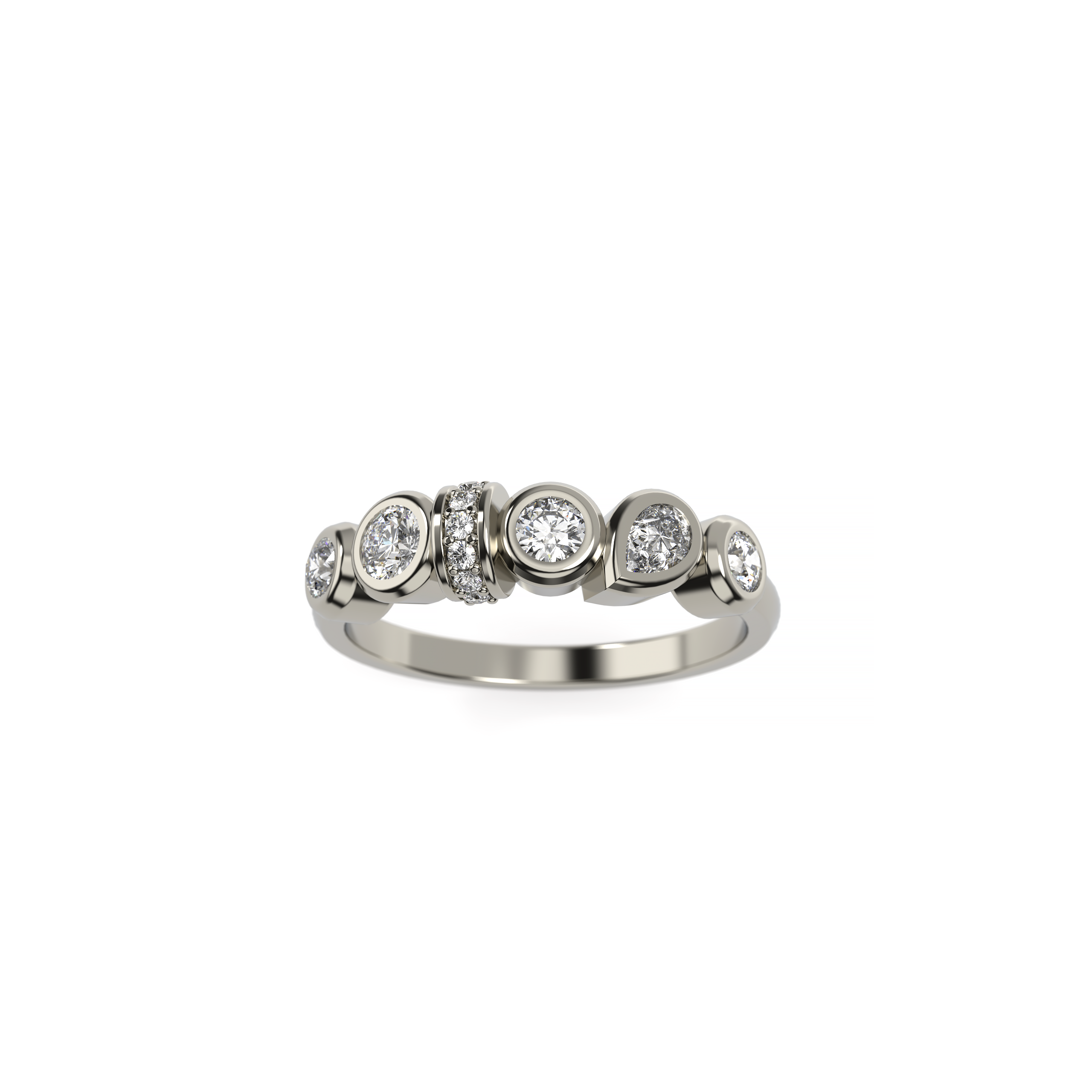 Bezel Set Mixed Cut Diamond Ring