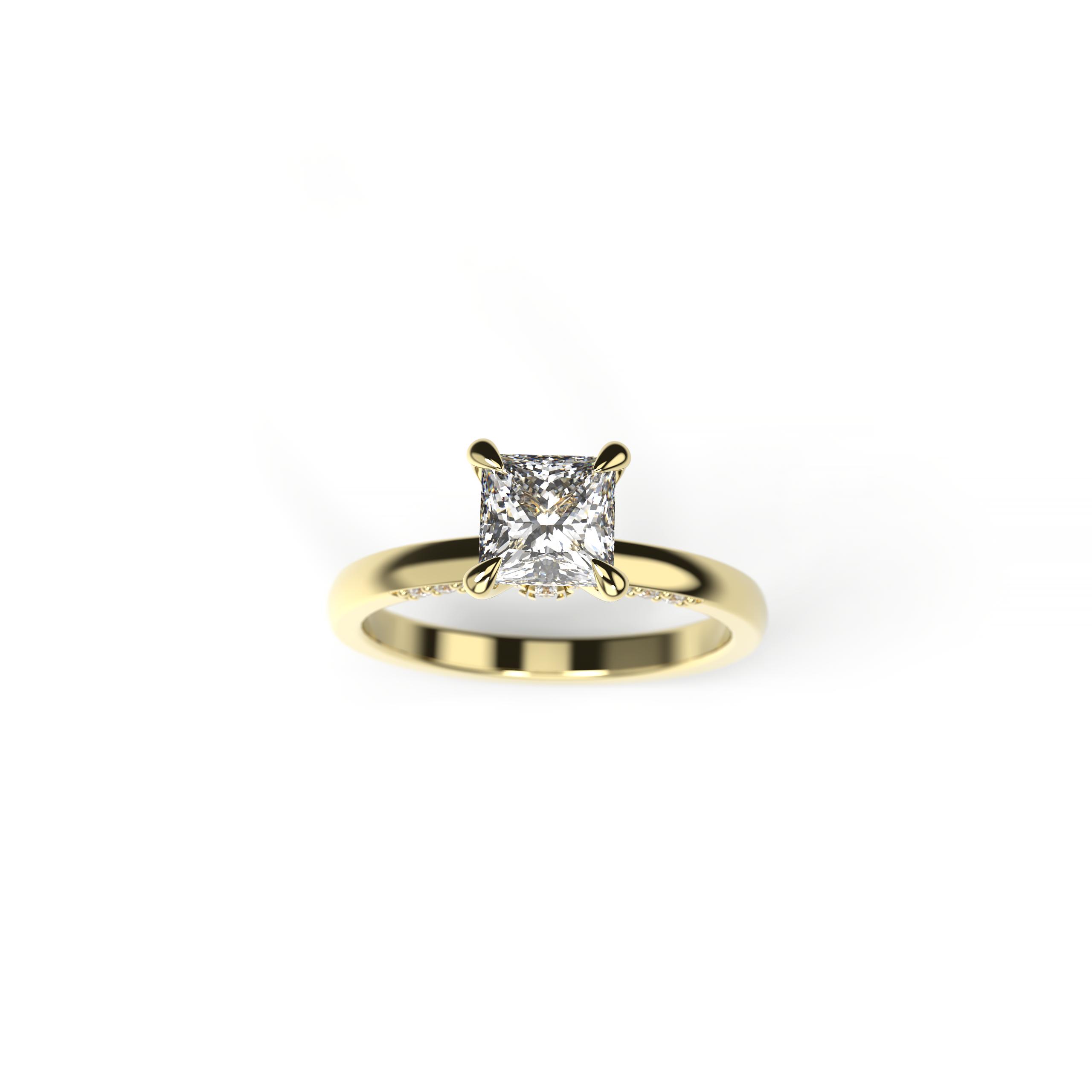 Princess Diamond Engagement Ring with Hidden Diamond Halo