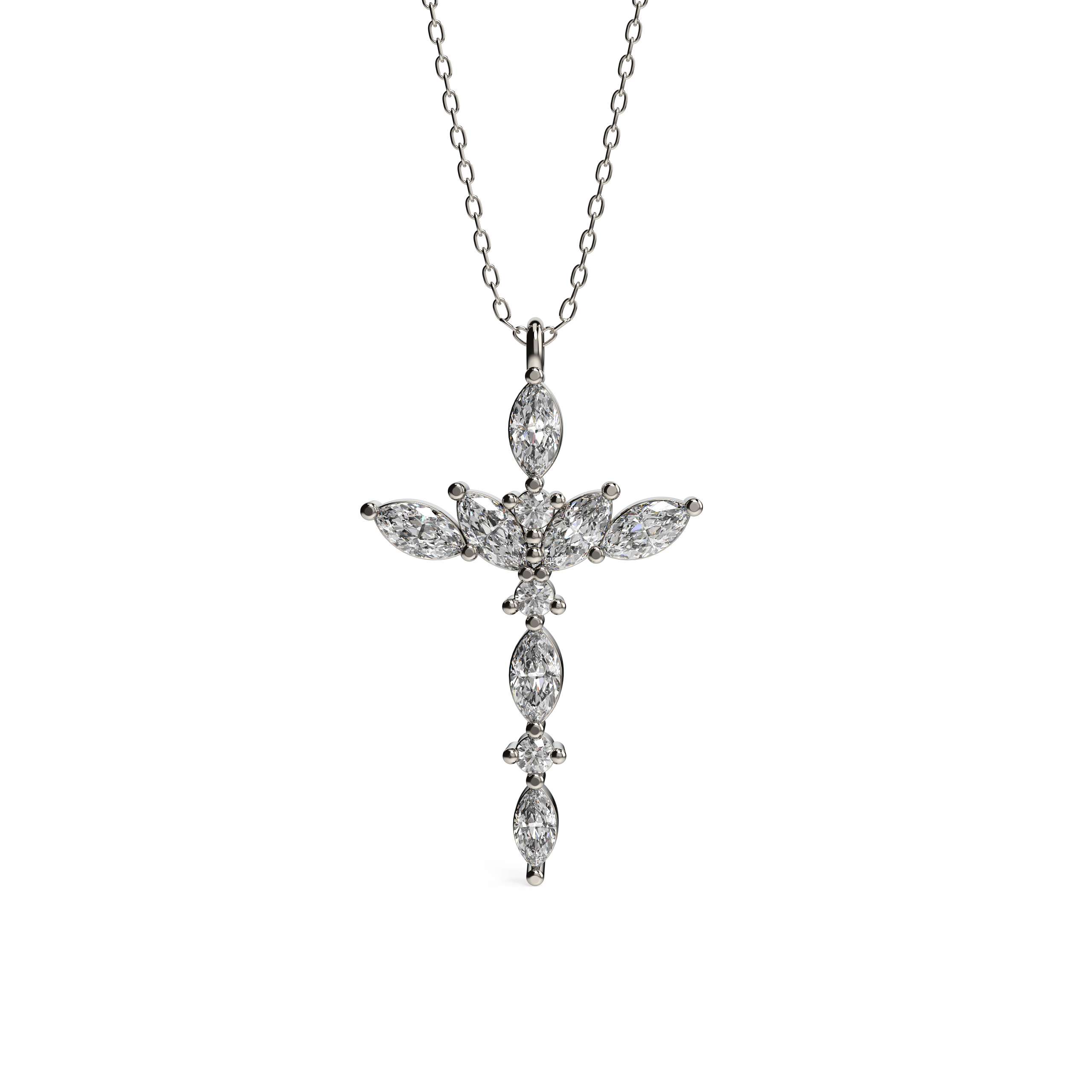 Marquise Diamond Cross Pendant