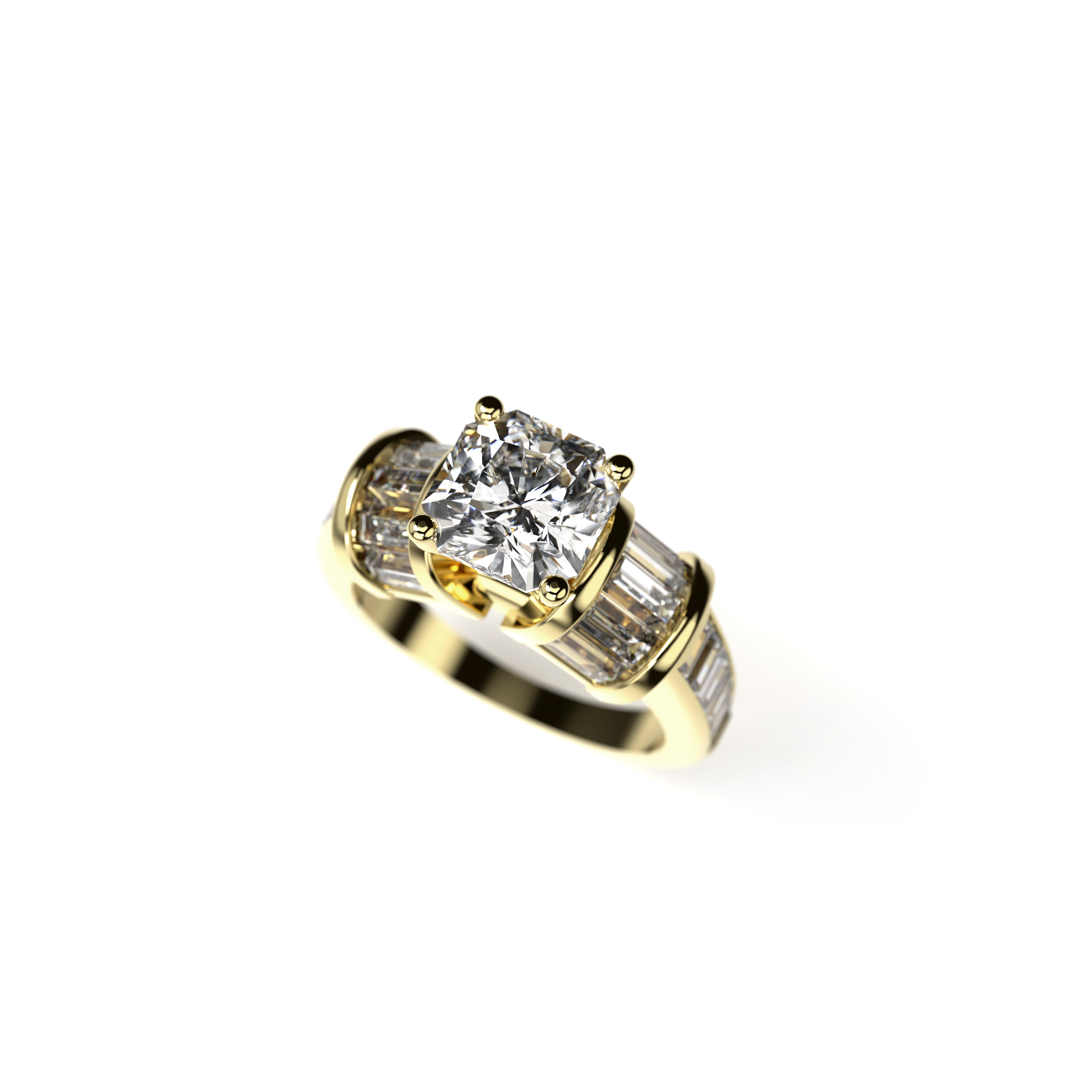 Asscher-Cut Diamond Baguette Engagement Ring