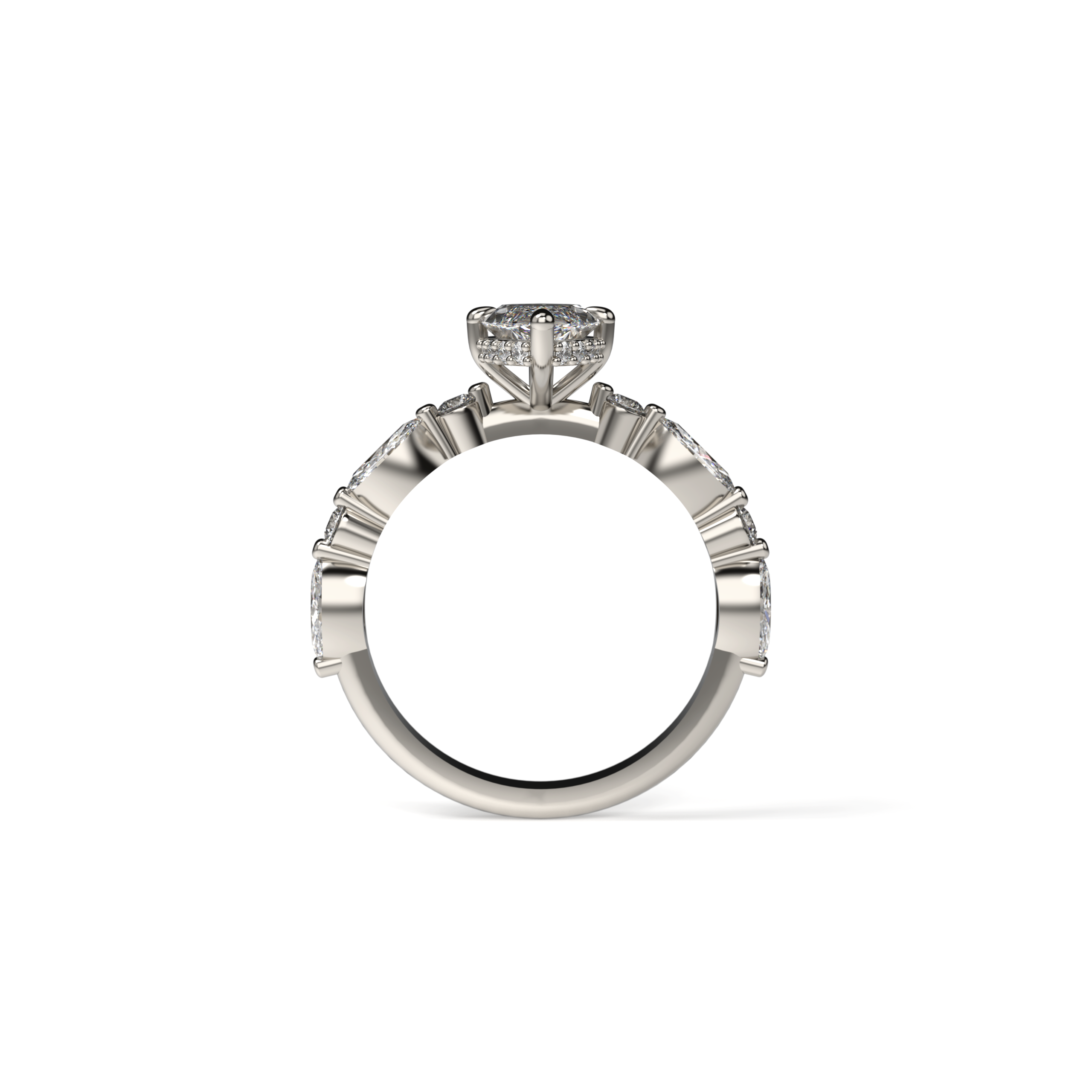 Marquise-Cut Diamond Hidden Halo Engagement Ring