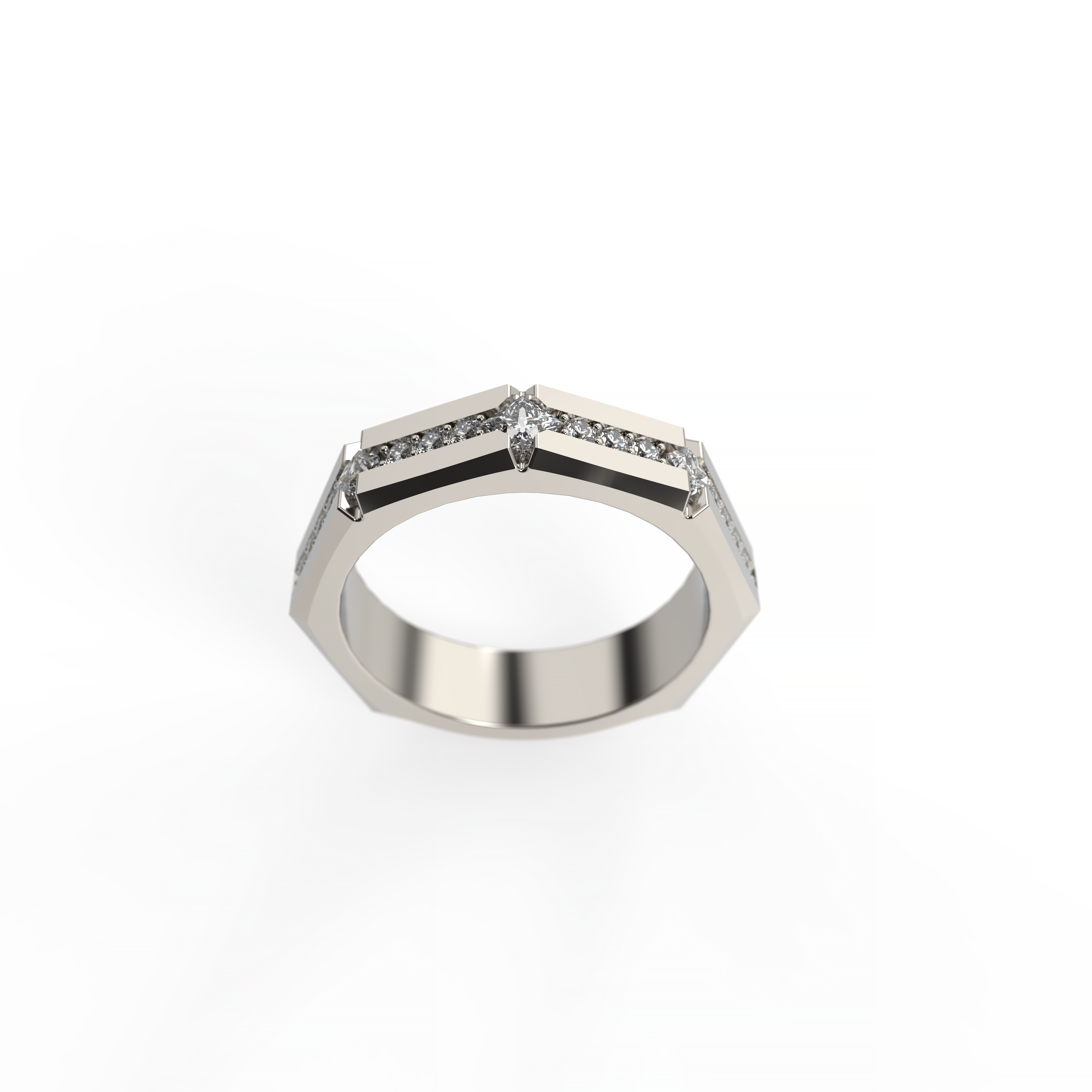 Men’s Princess & Round Diamond Wedding Band