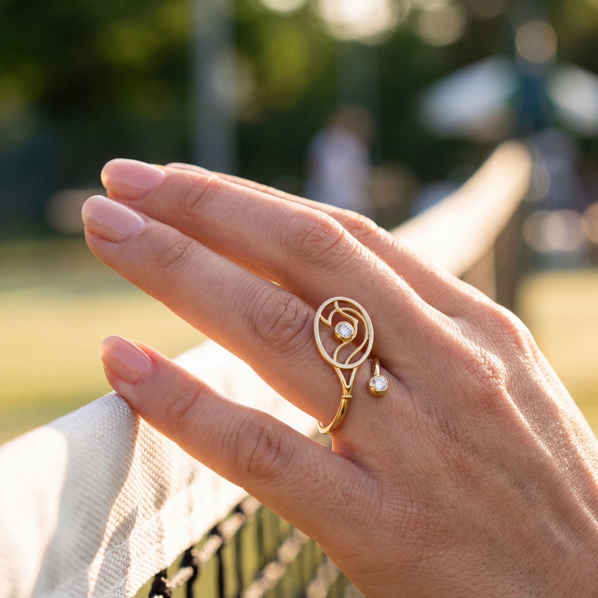 Tennis Racket Diamond Ring