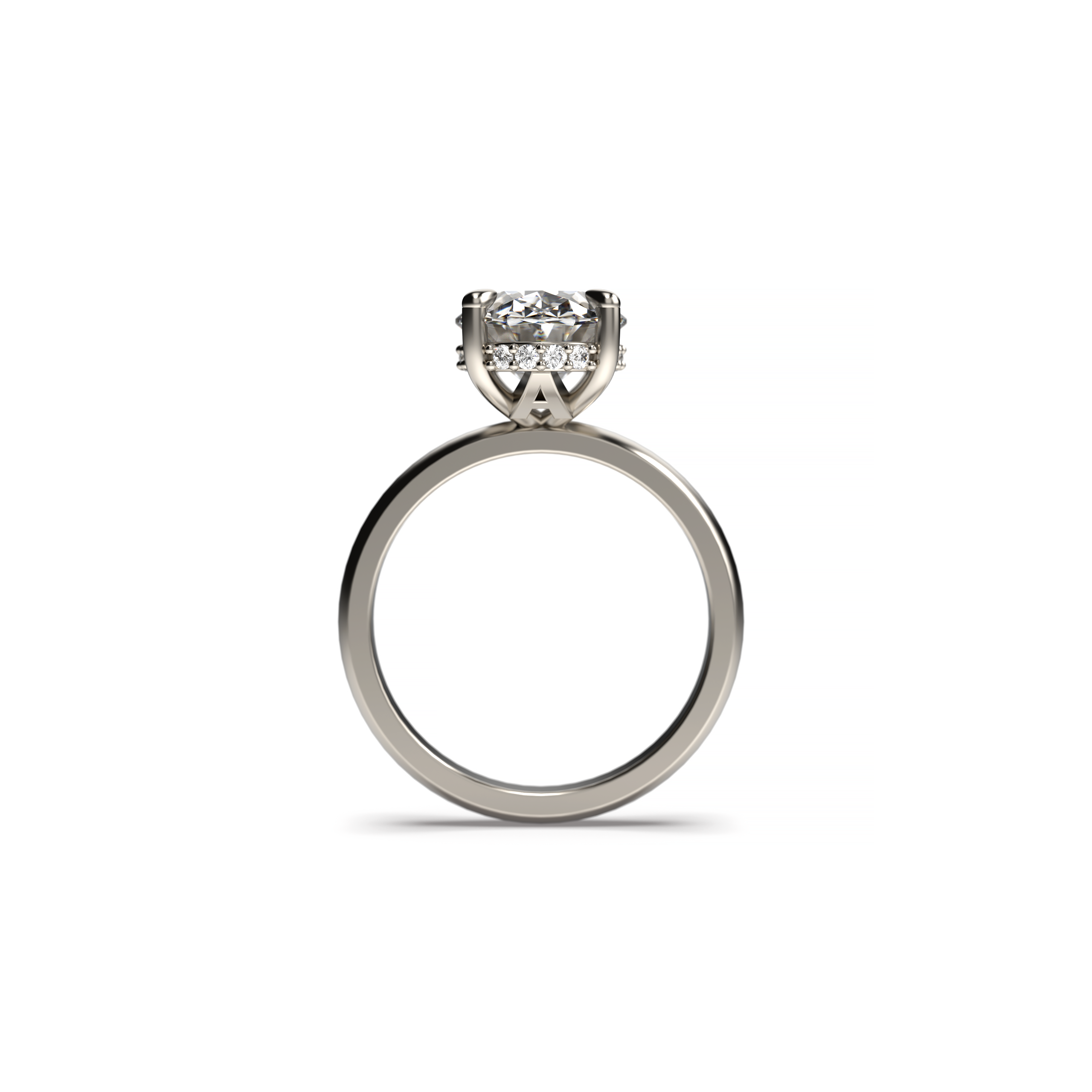 Oval Diamond Initials Engagement Ring