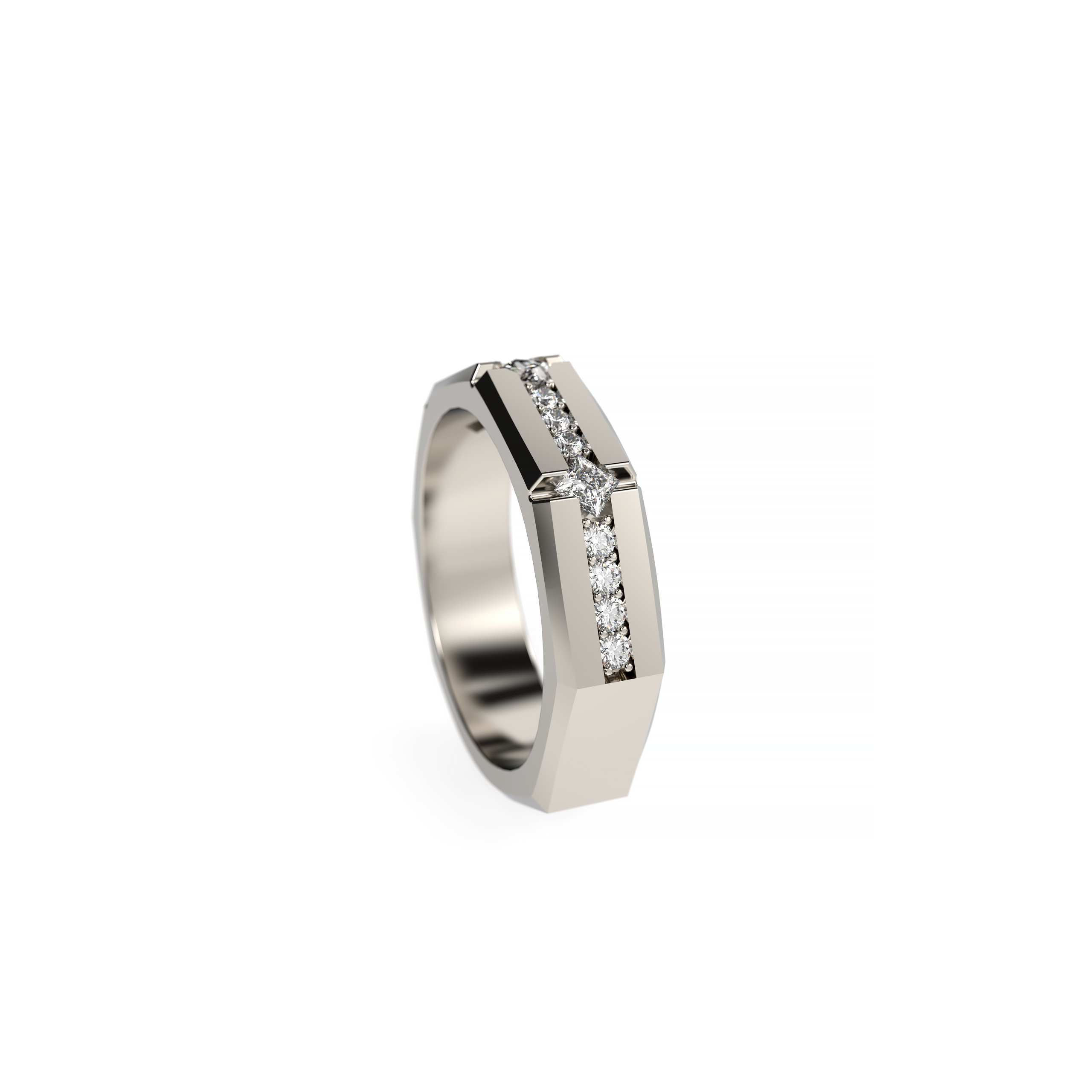 Men’s Princess & Round Diamond Wedding Band