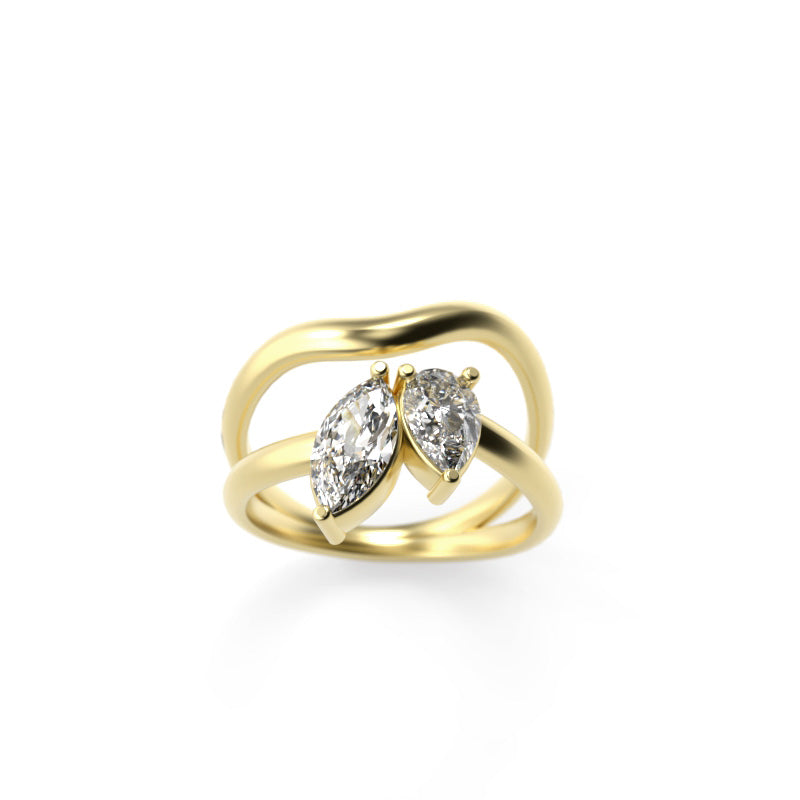 Marquise and Pear Diamond Toi et Moi Engagement Ring