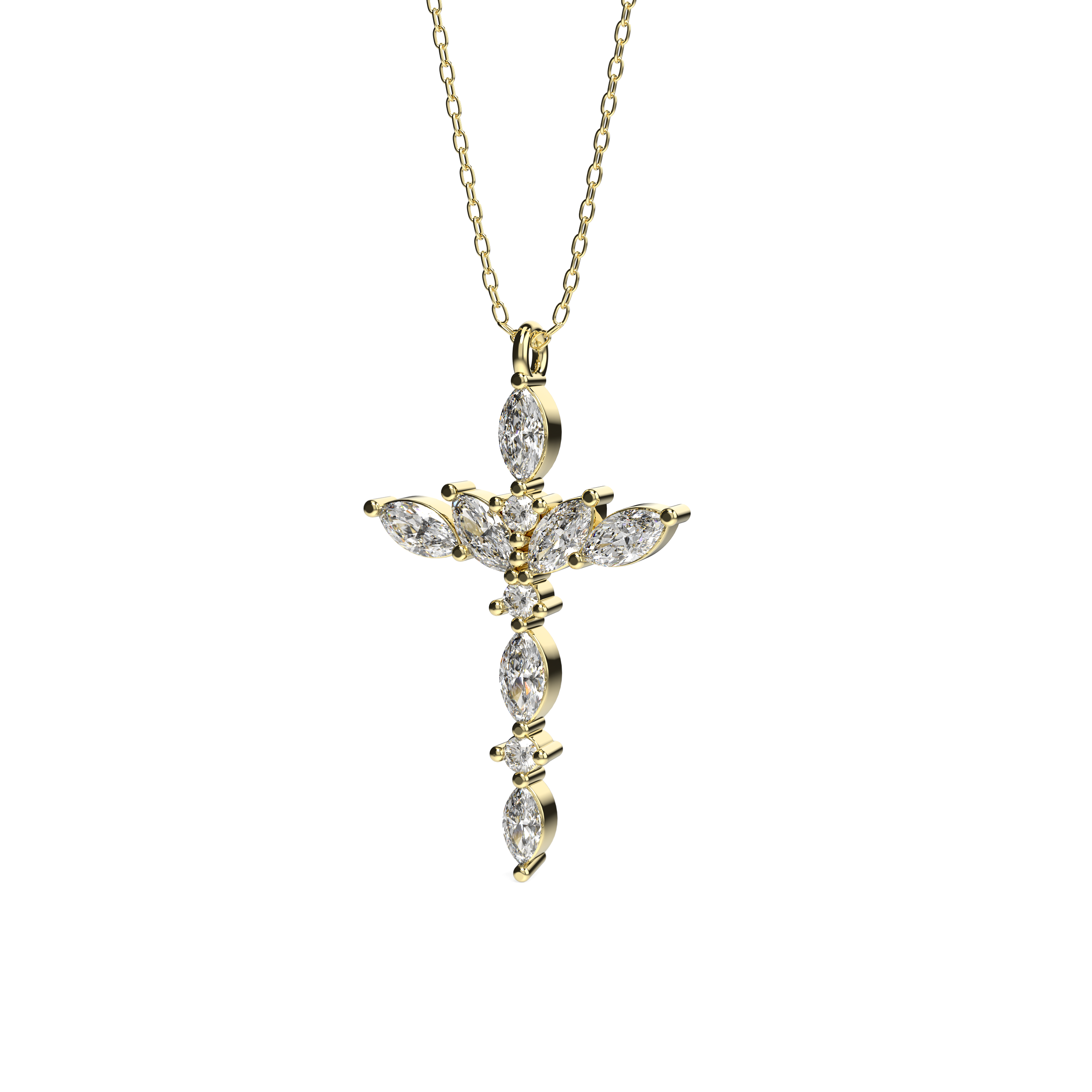 Marquise Diamond Cross Pendant