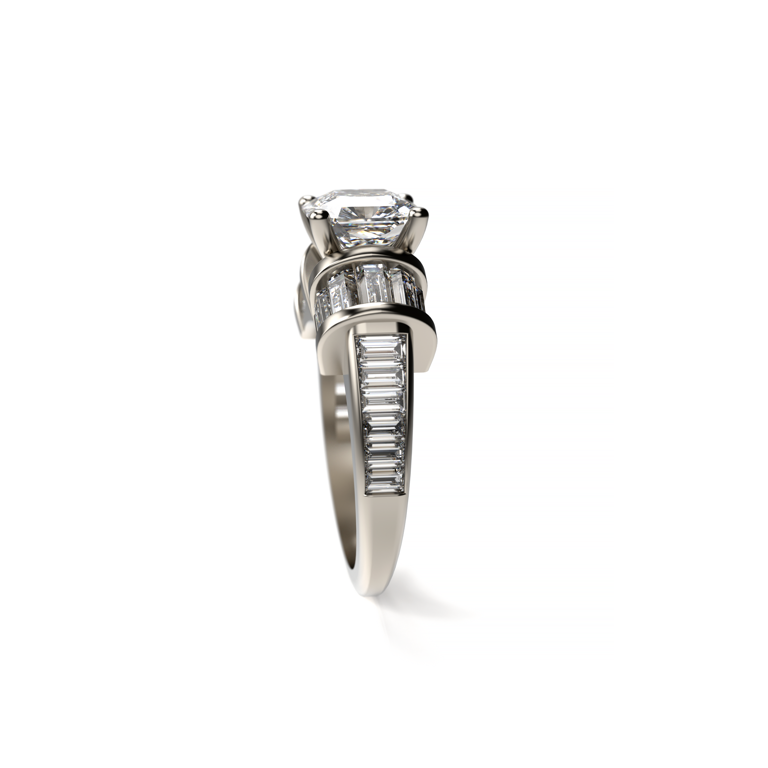 Asscher-Cut Diamond Baguette Engagement Ring