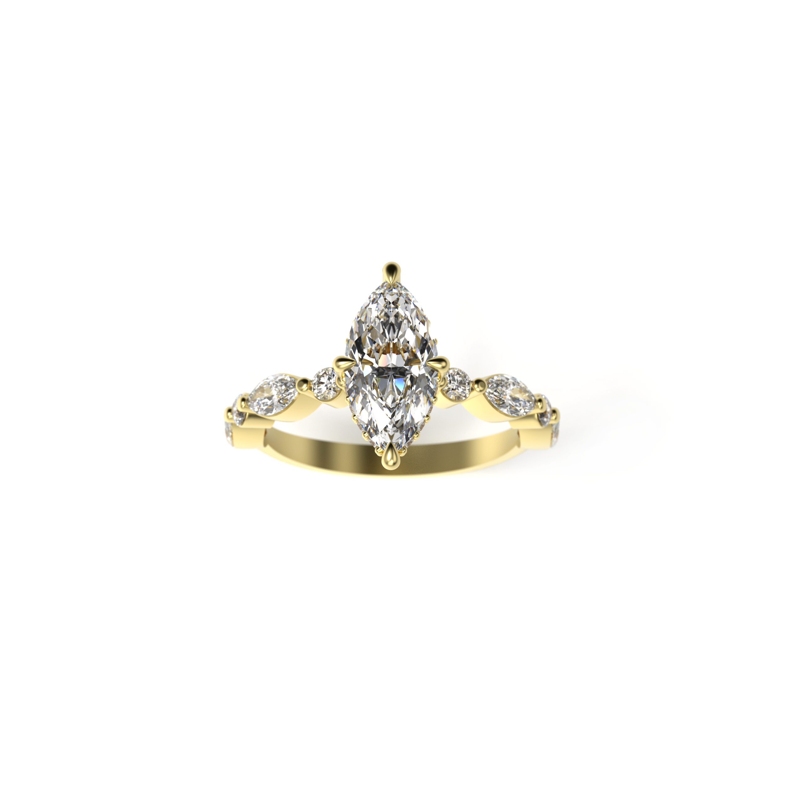 Marquise-Cut Diamond Hidden Halo Engagement Ring
