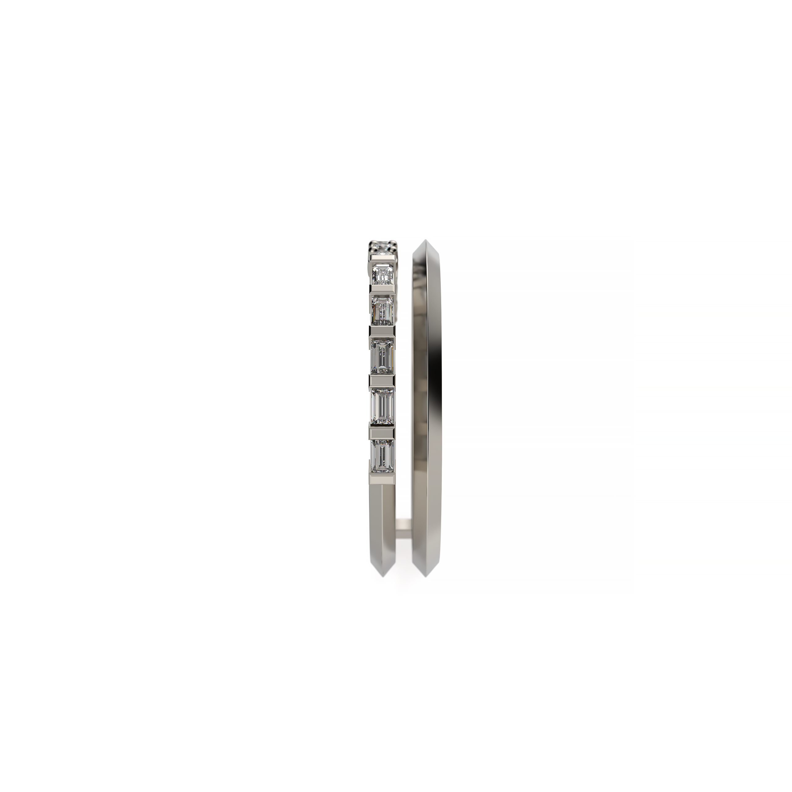 Double Band Baguette & Round Diamond Ring
