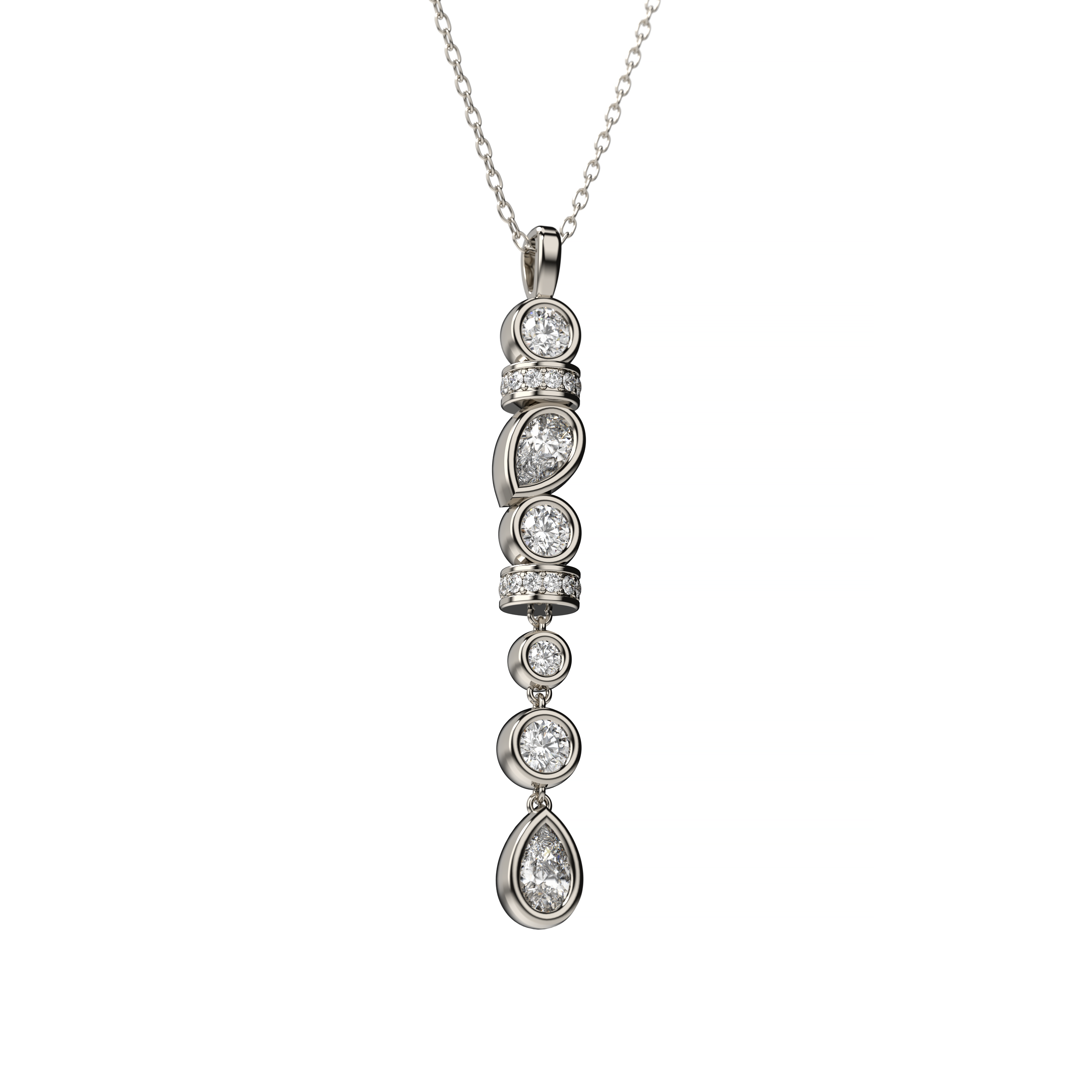 Mixed-Cut Diamond Vertical Pendant