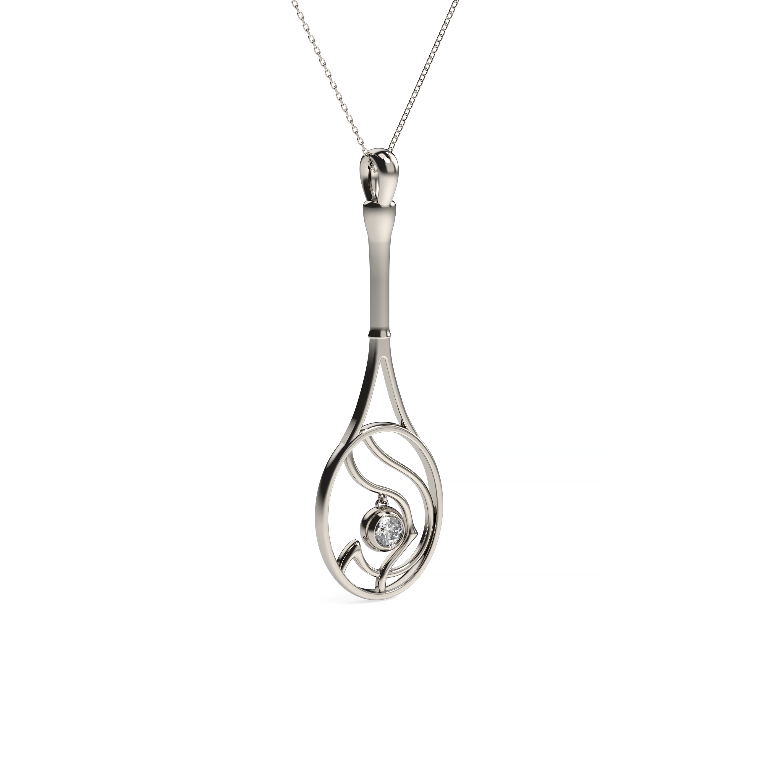 Tennis Racket Diamond Pendant