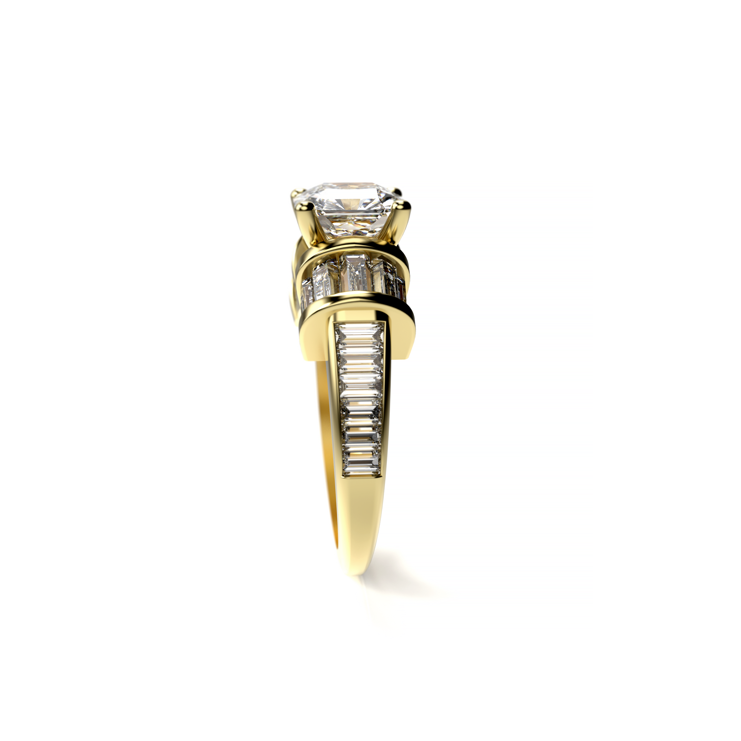 Asscher-Cut Diamond Baguette Engagement Ring