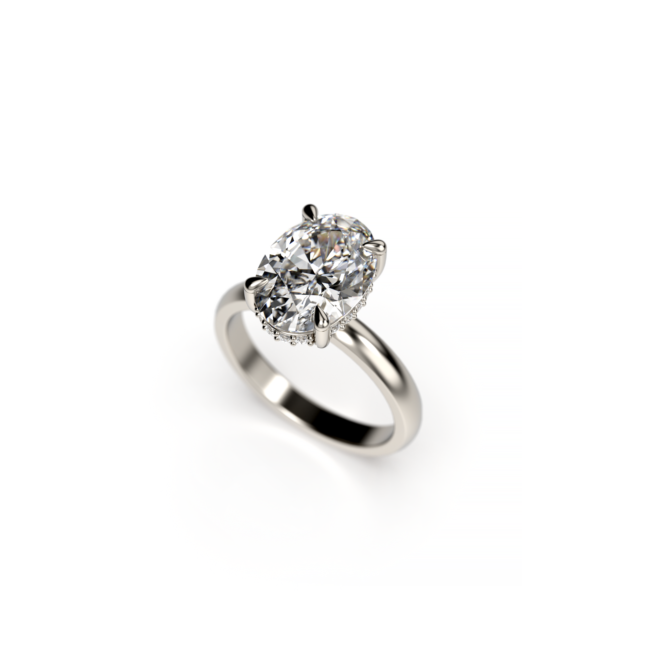 Oval Diamond Initials Engagement Ring