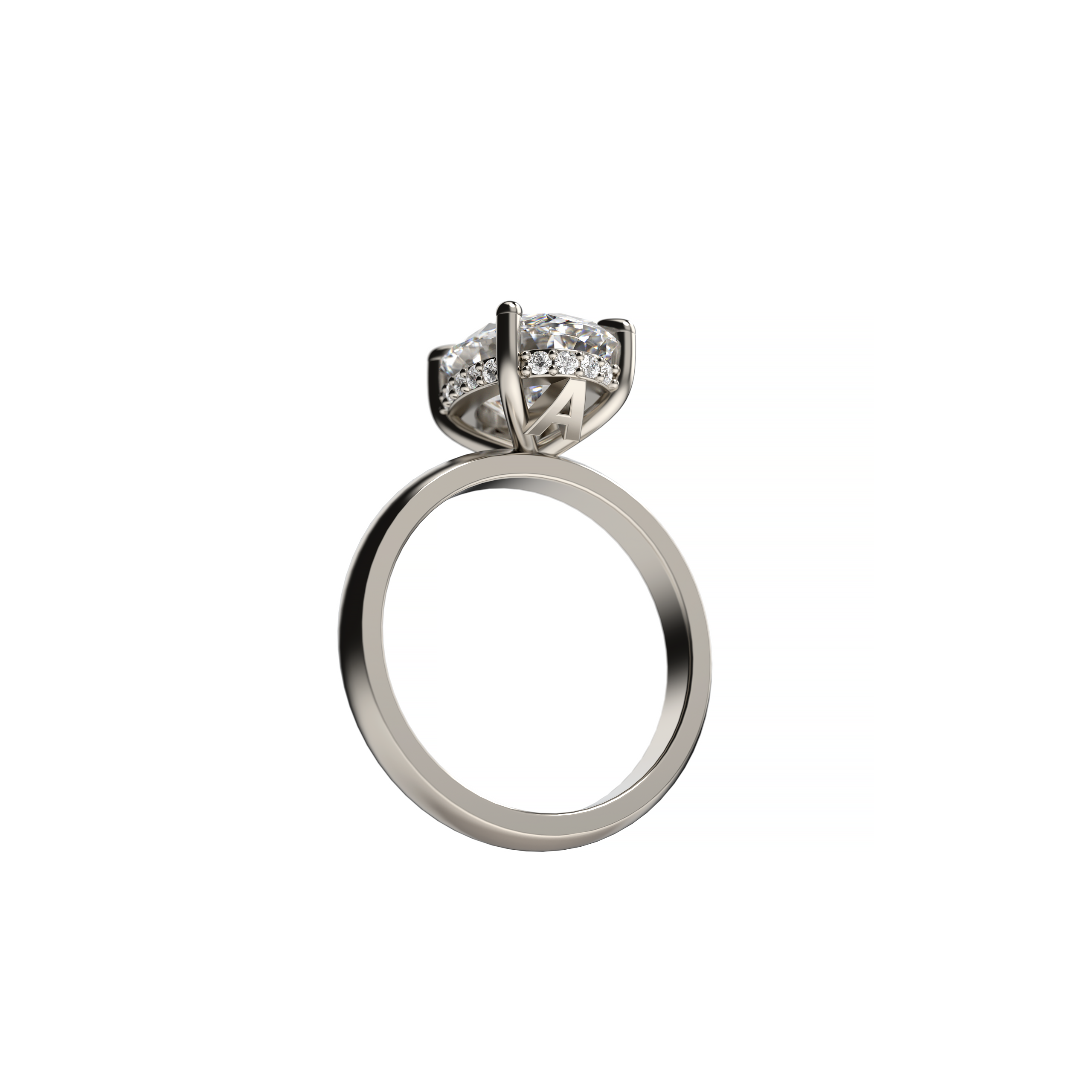 Oval Diamond Initials Engagement Ring