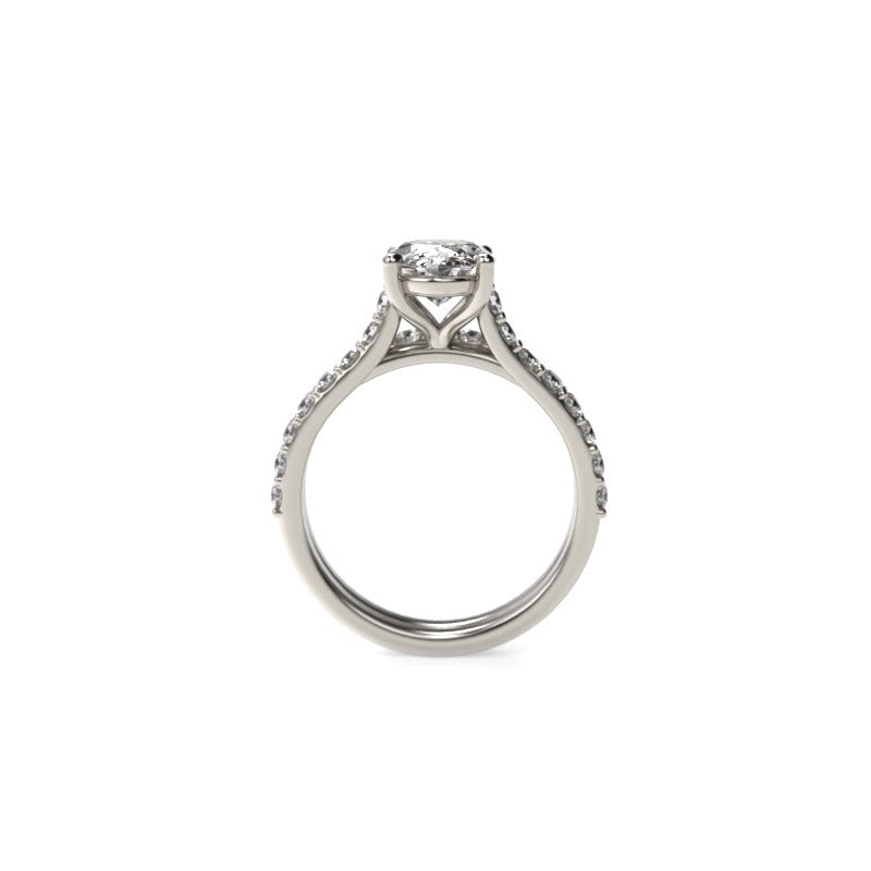 Oval-Cut Diamond Engagement Ring and Matching Wedding Band