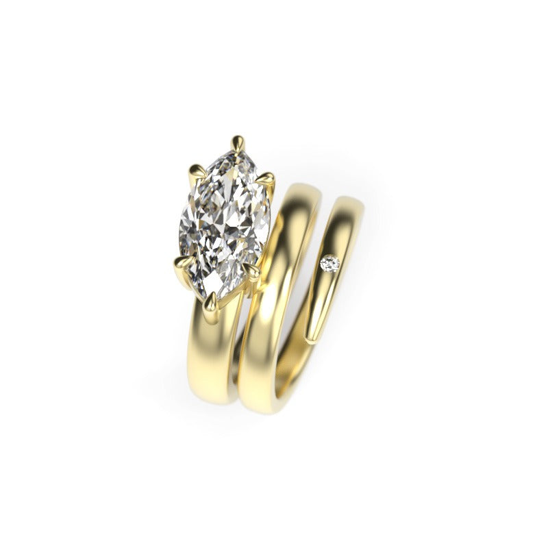 Marquise-Cut Diamond Spiral Ring