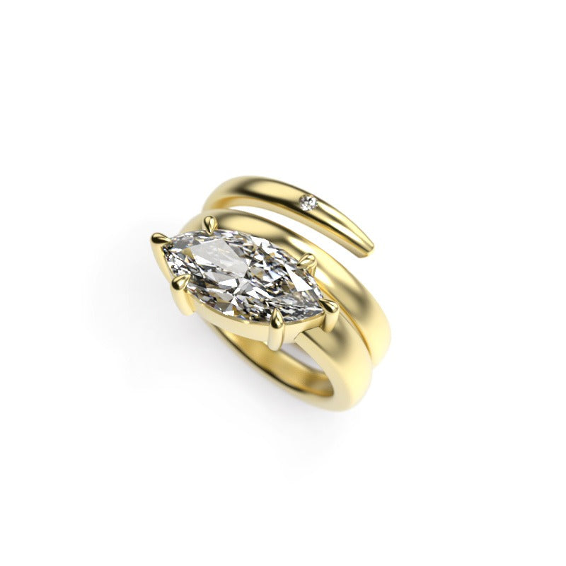 Marquise-Cut Diamond Spiral Ring