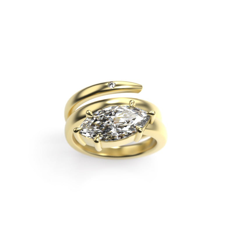 Marquise-Cut Diamond Spiral Ring