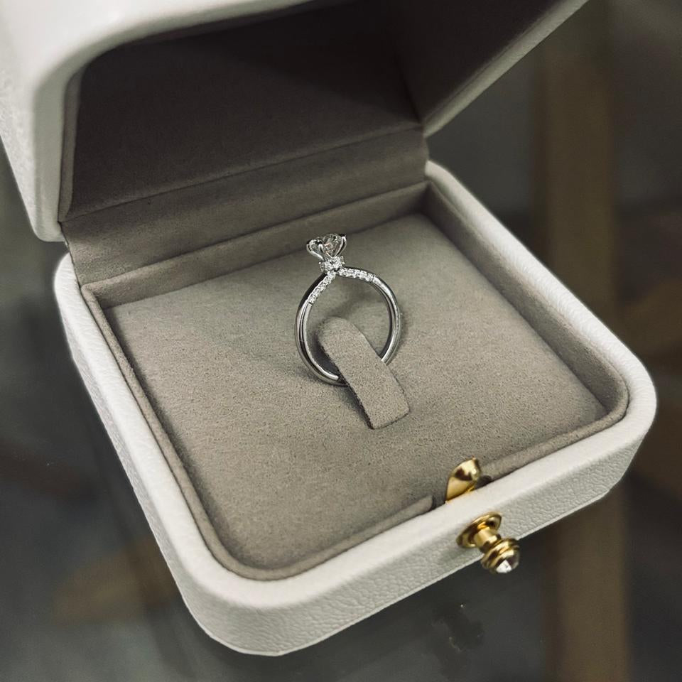 Round Diamond Engagement Ring with Hidden Diamond Halo