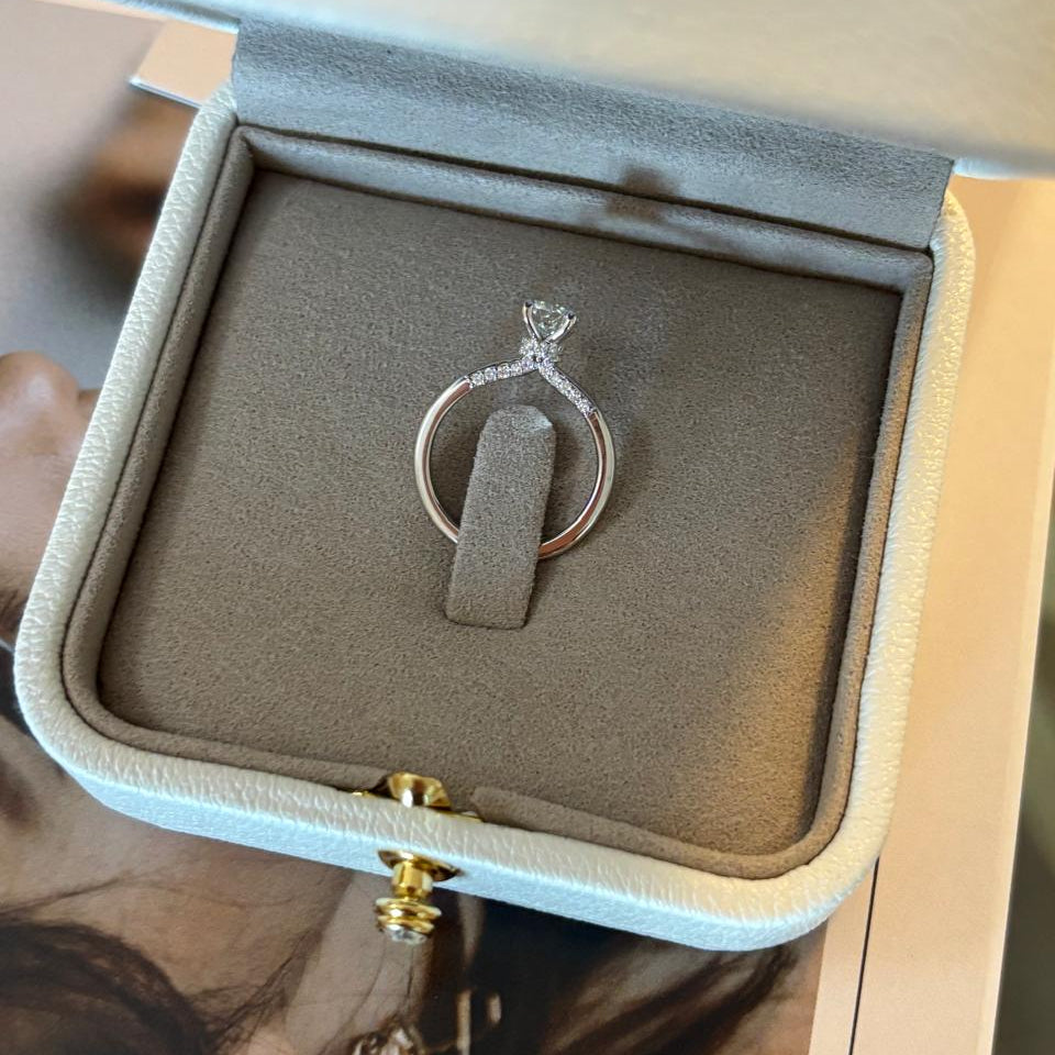 Round Diamond Engagement Ring with Hidden Diamond Halo