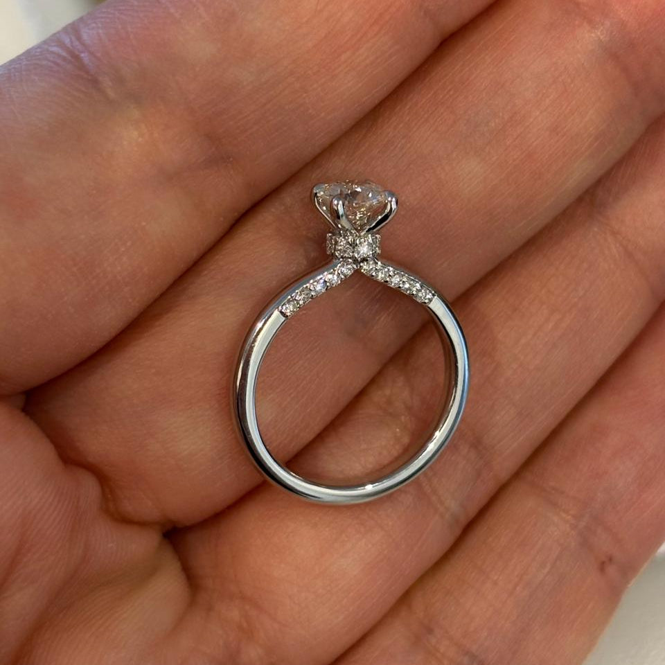 Round Diamond Engagement Ring with Hidden Diamond Halo